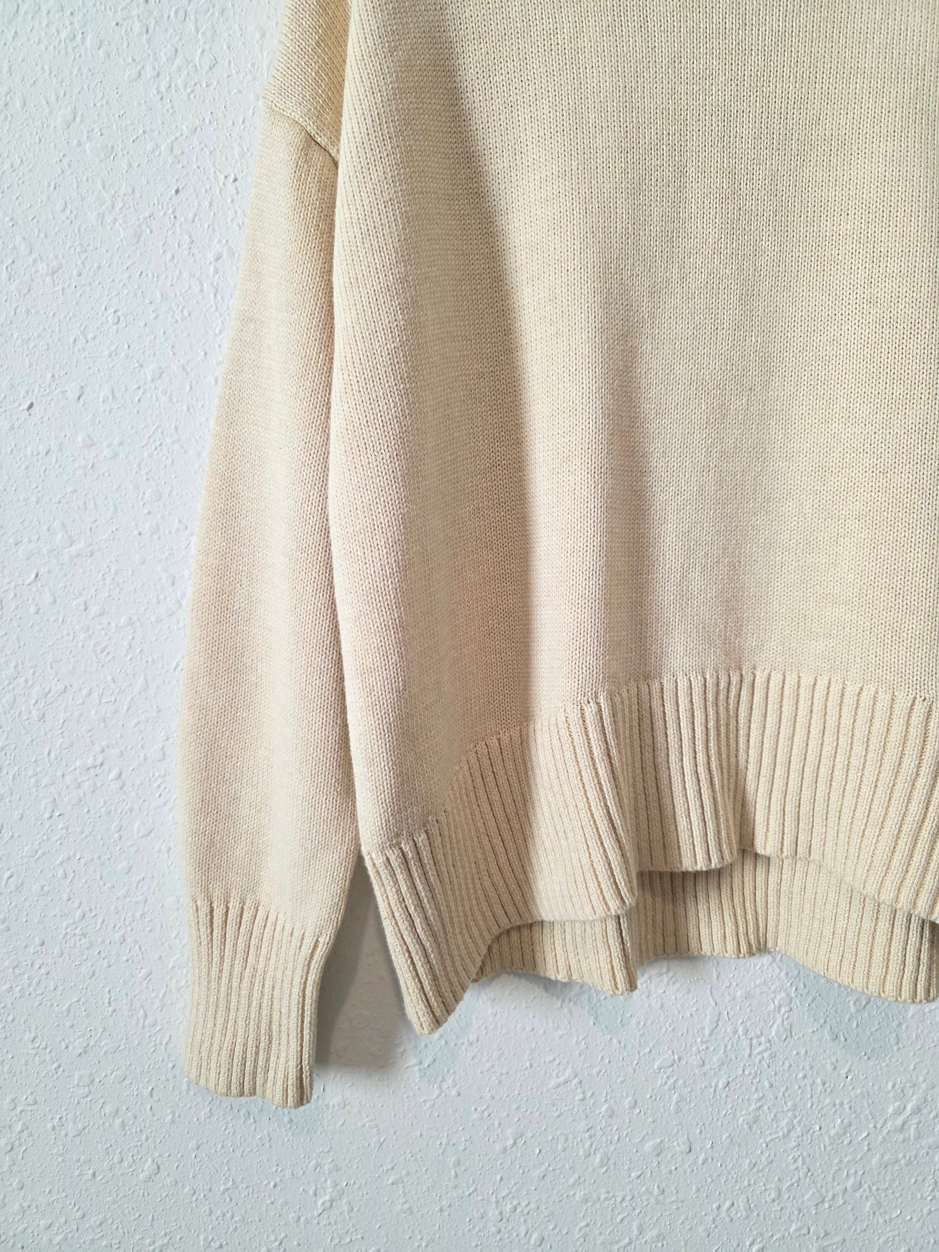 NEW Cream Ribbed Cotton Sweater (S)