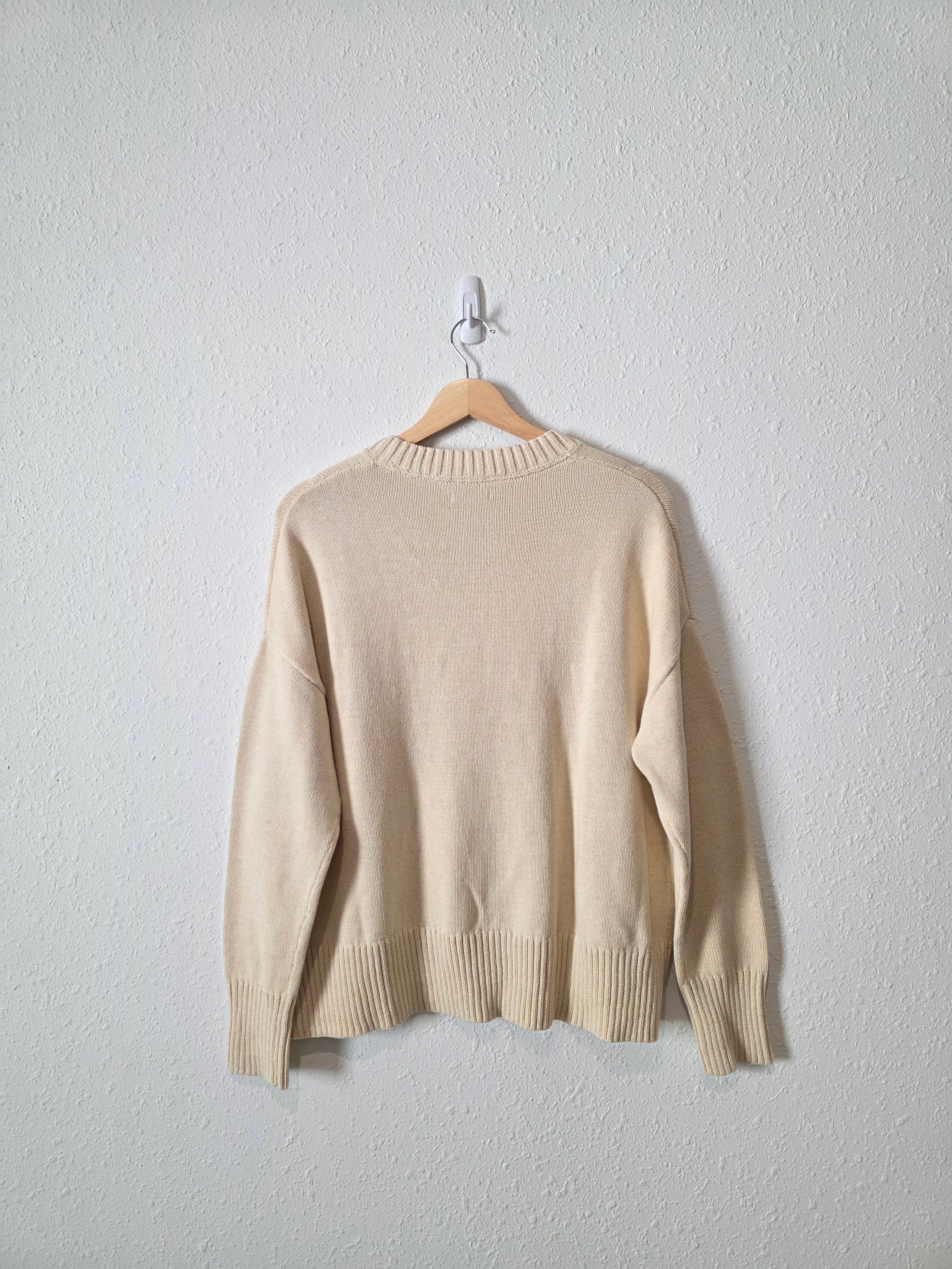 NEW Cream Ribbed Cotton Sweater (S)