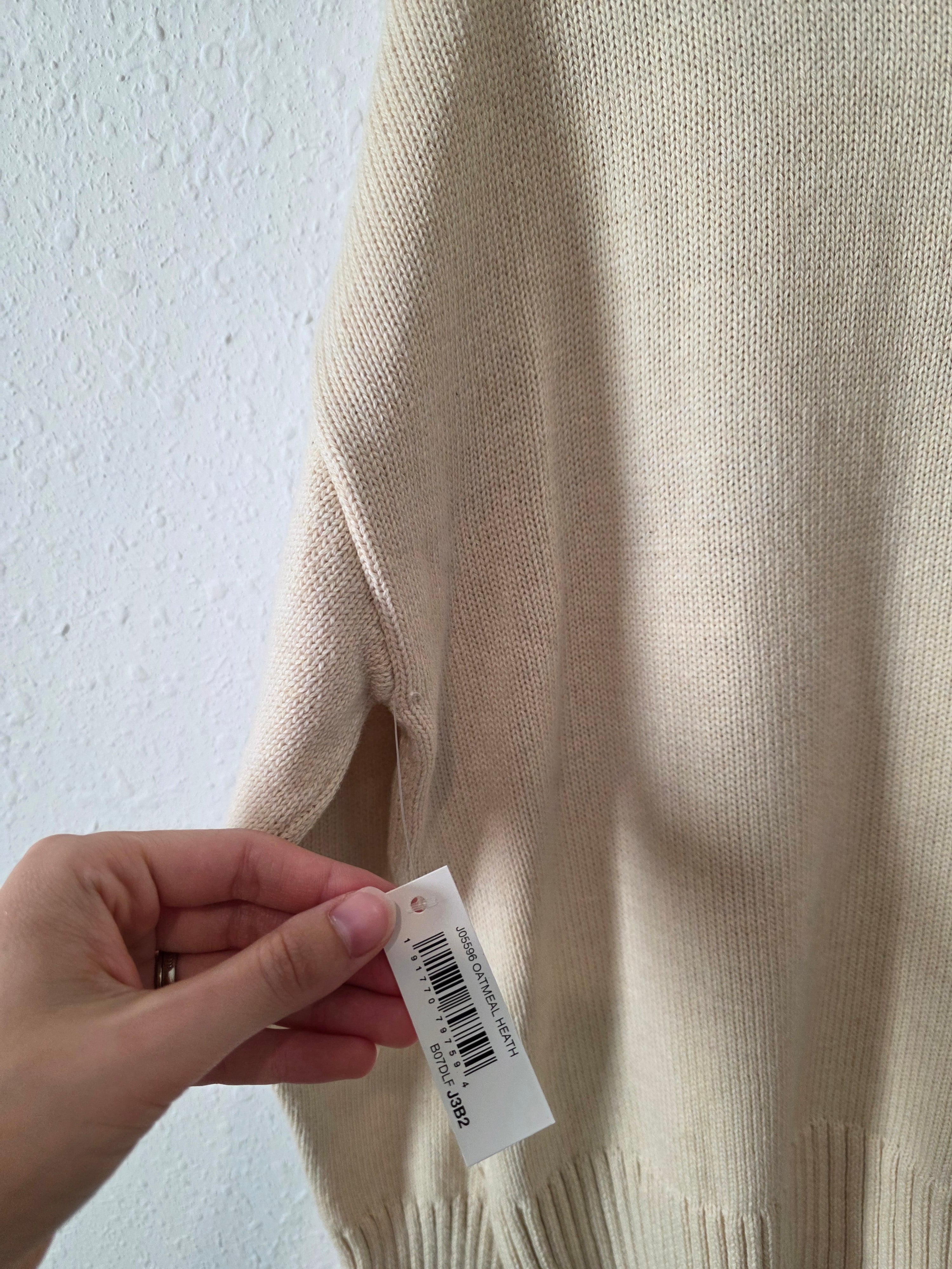 NEW Cream Ribbed Cotton Sweater (S)