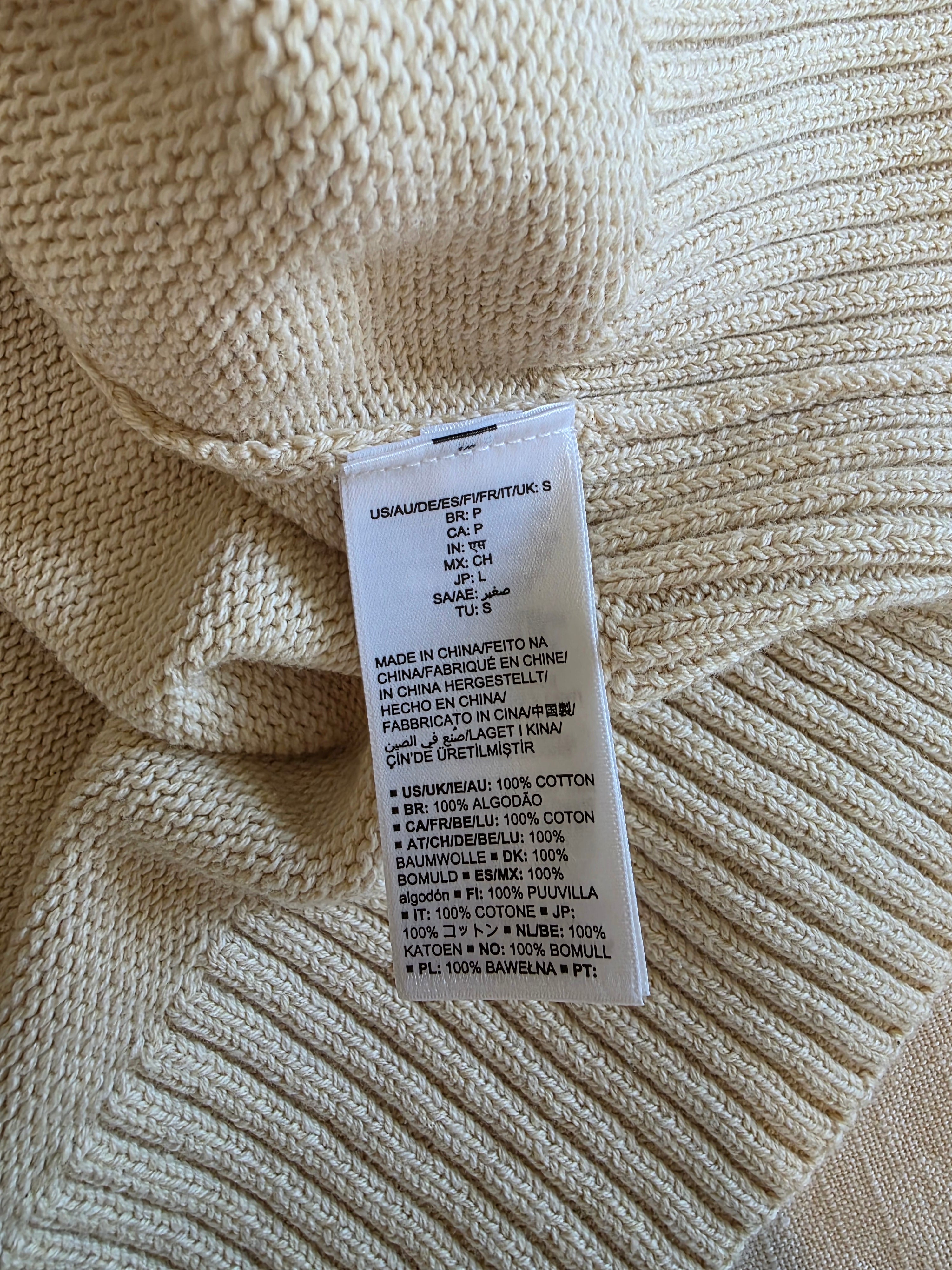 NEW Cream Ribbed Cotton Sweater (S)