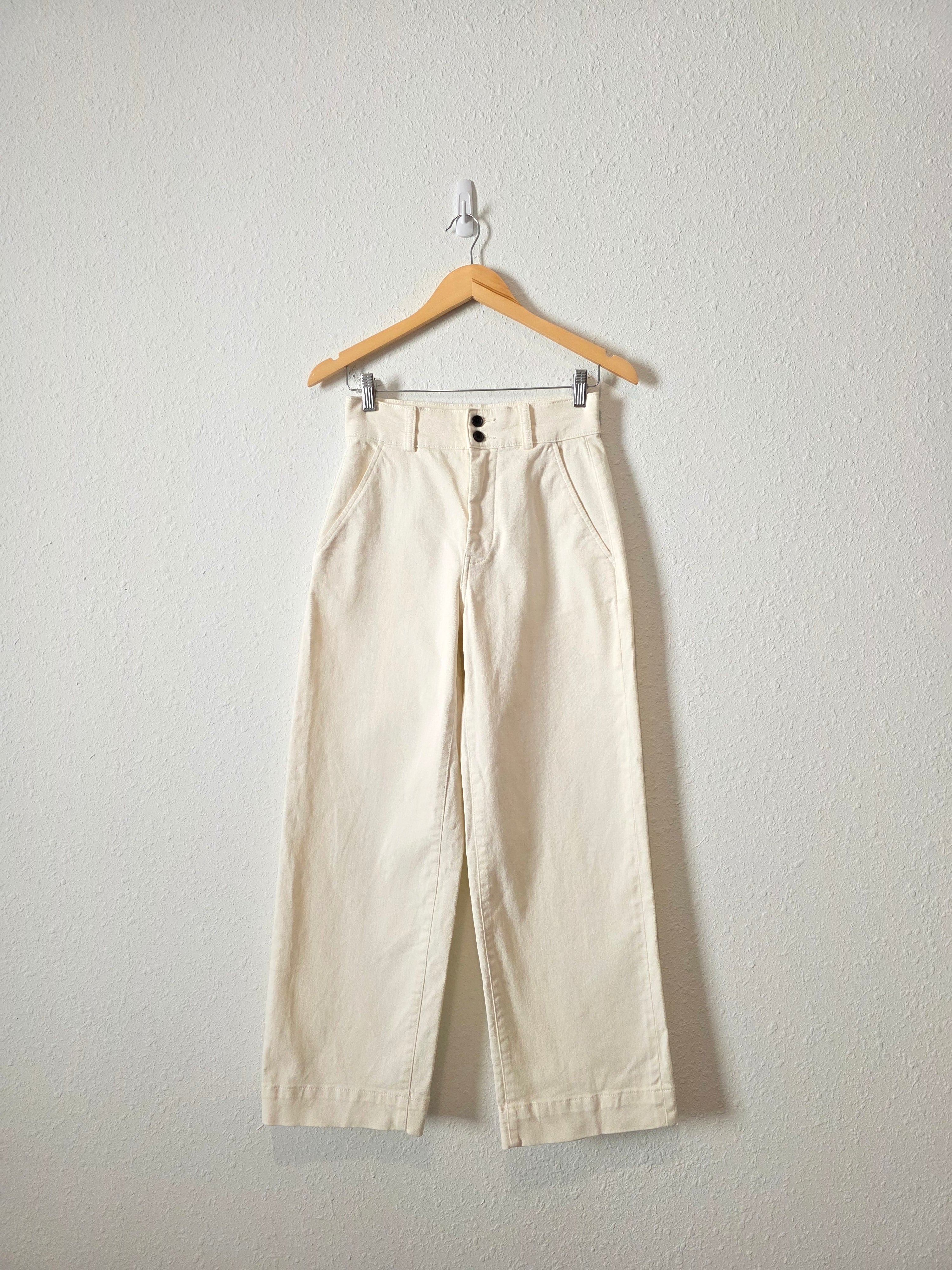 Everlane Ecru Cotton Wide Leg Pants (2)