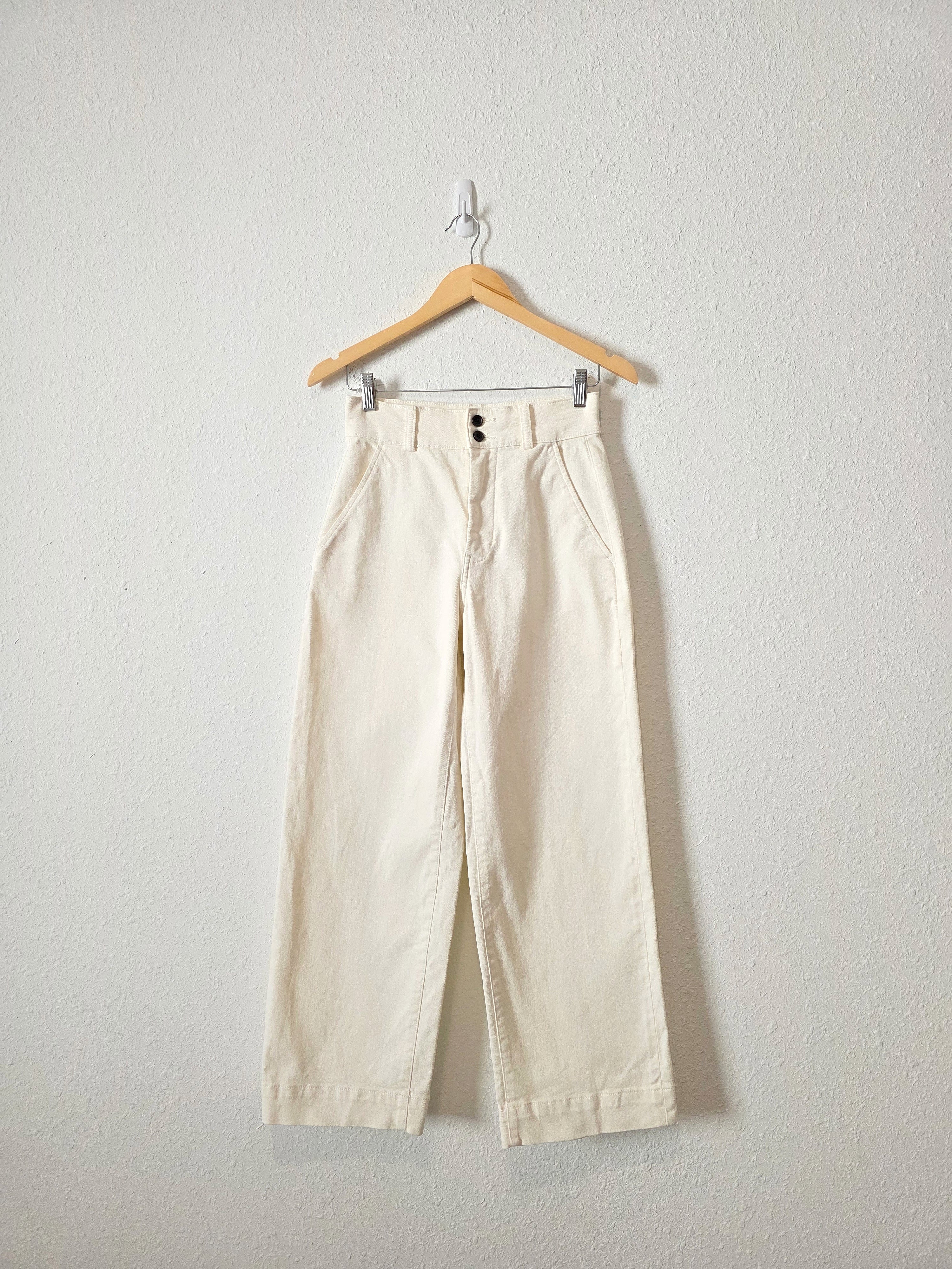 Everlane Ecru Cotton Wide Leg Pants (2)