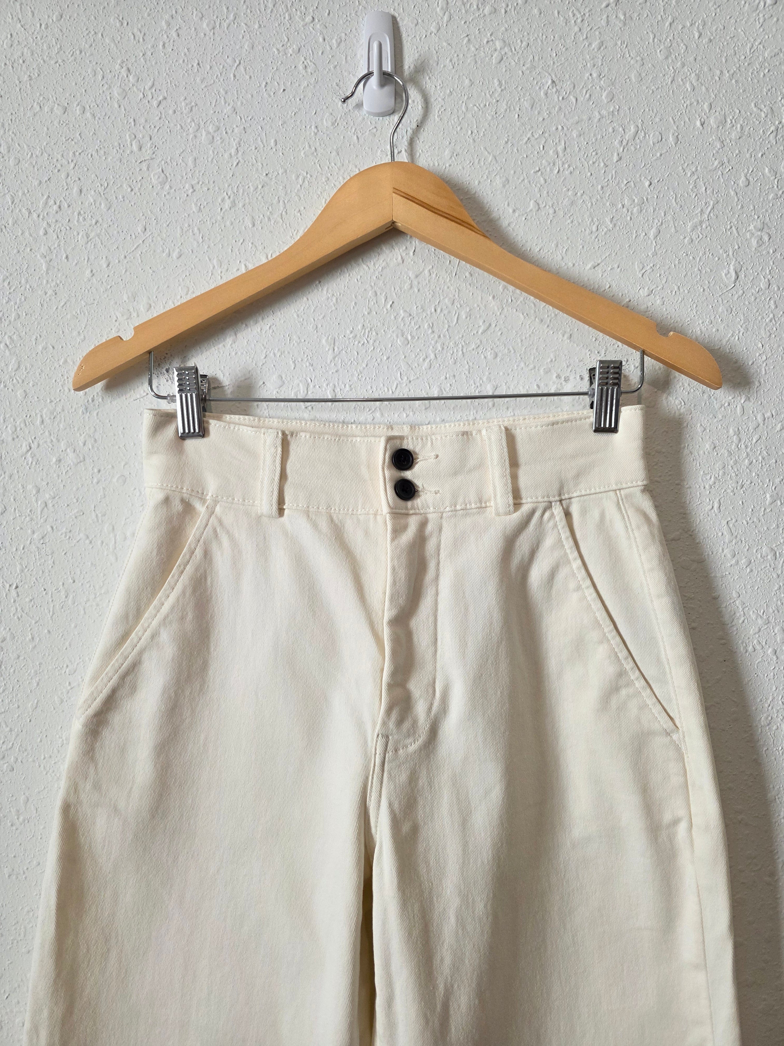 Everlane Ecru Cotton Wide Leg Pants (2)