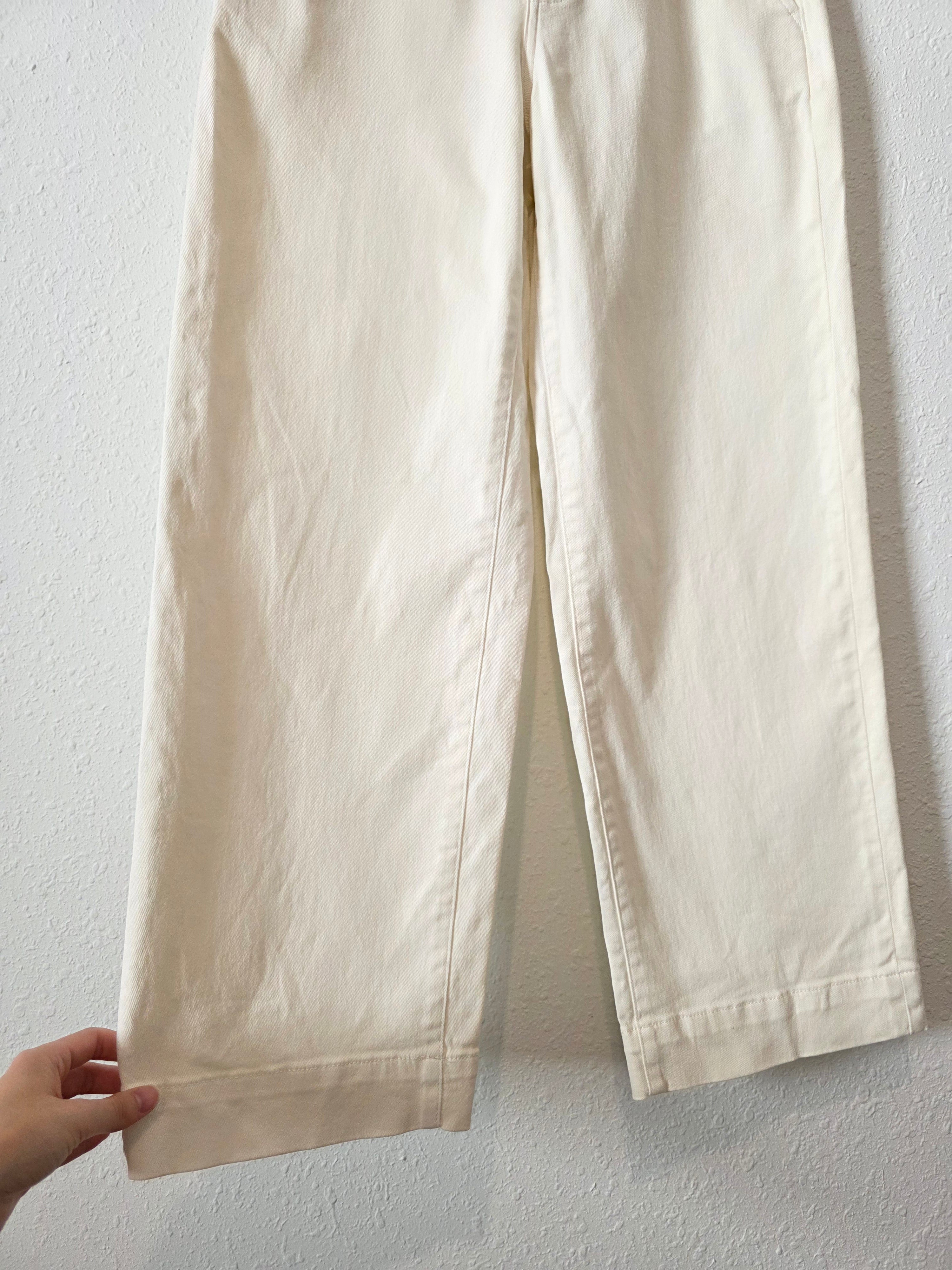 Everlane Ecru Cotton Wide Leg Pants (2)