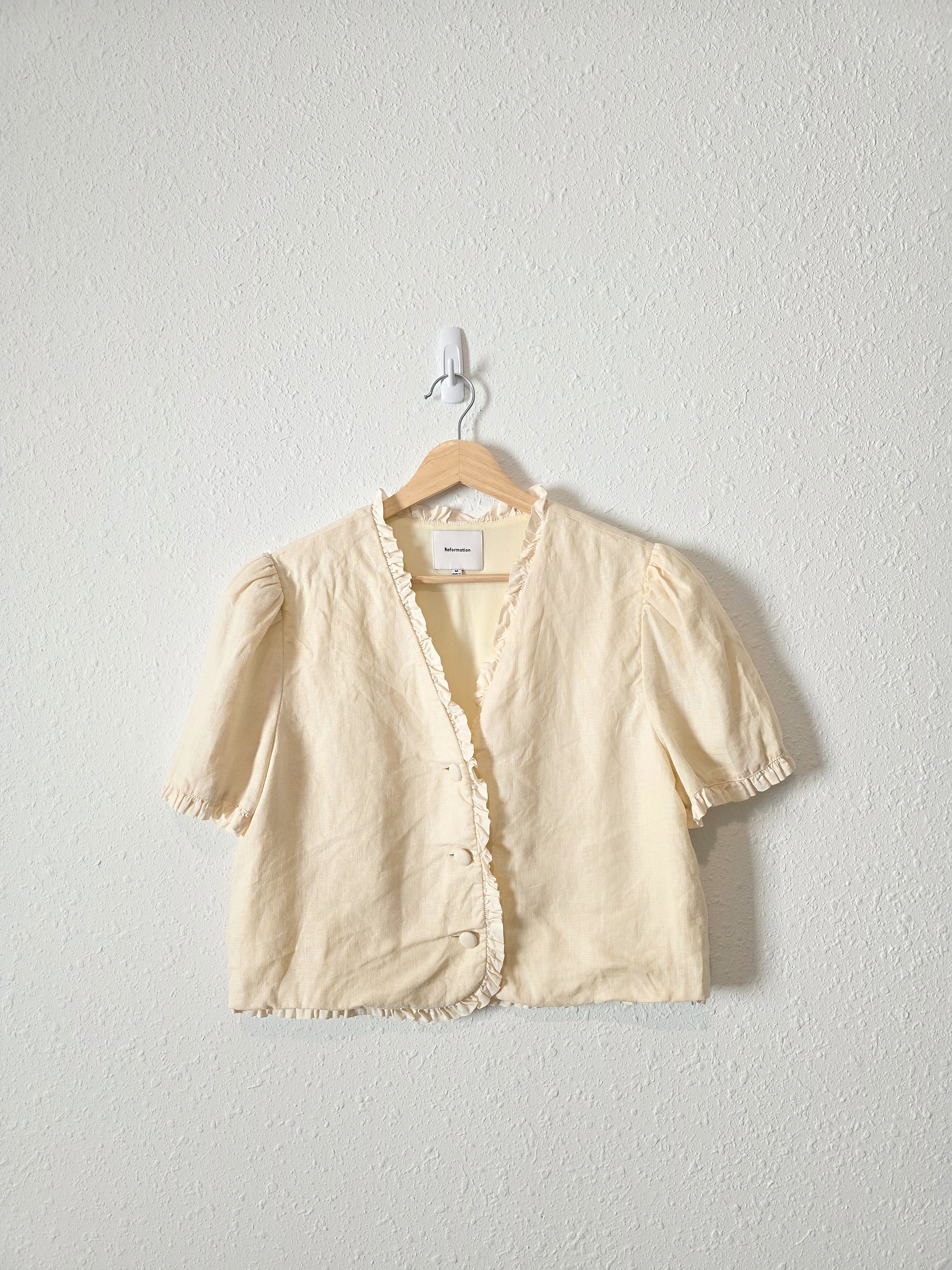 Reformation Linen Ruffle Top (M)
