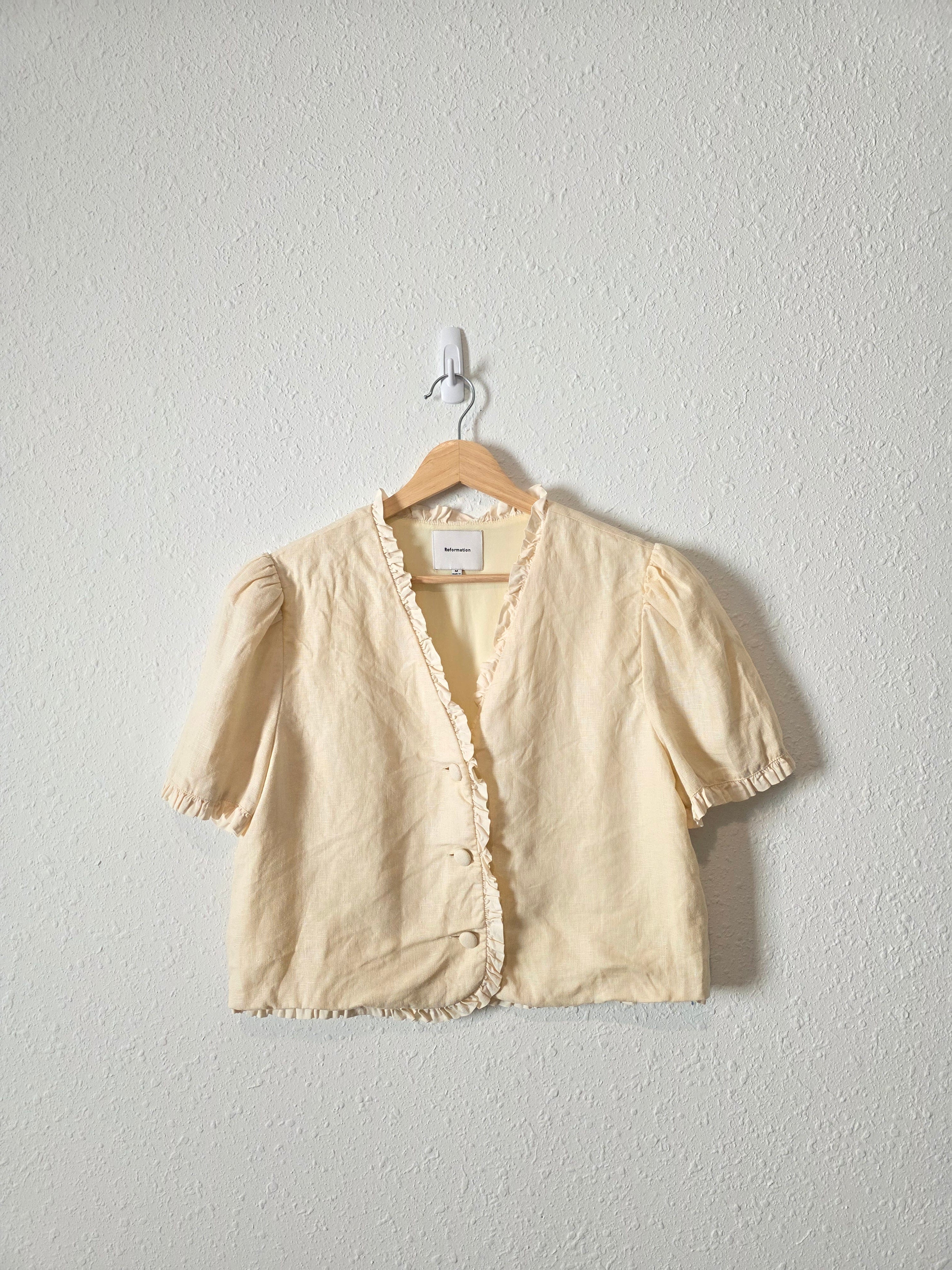 Reformation Linen Ruffle Top (M)