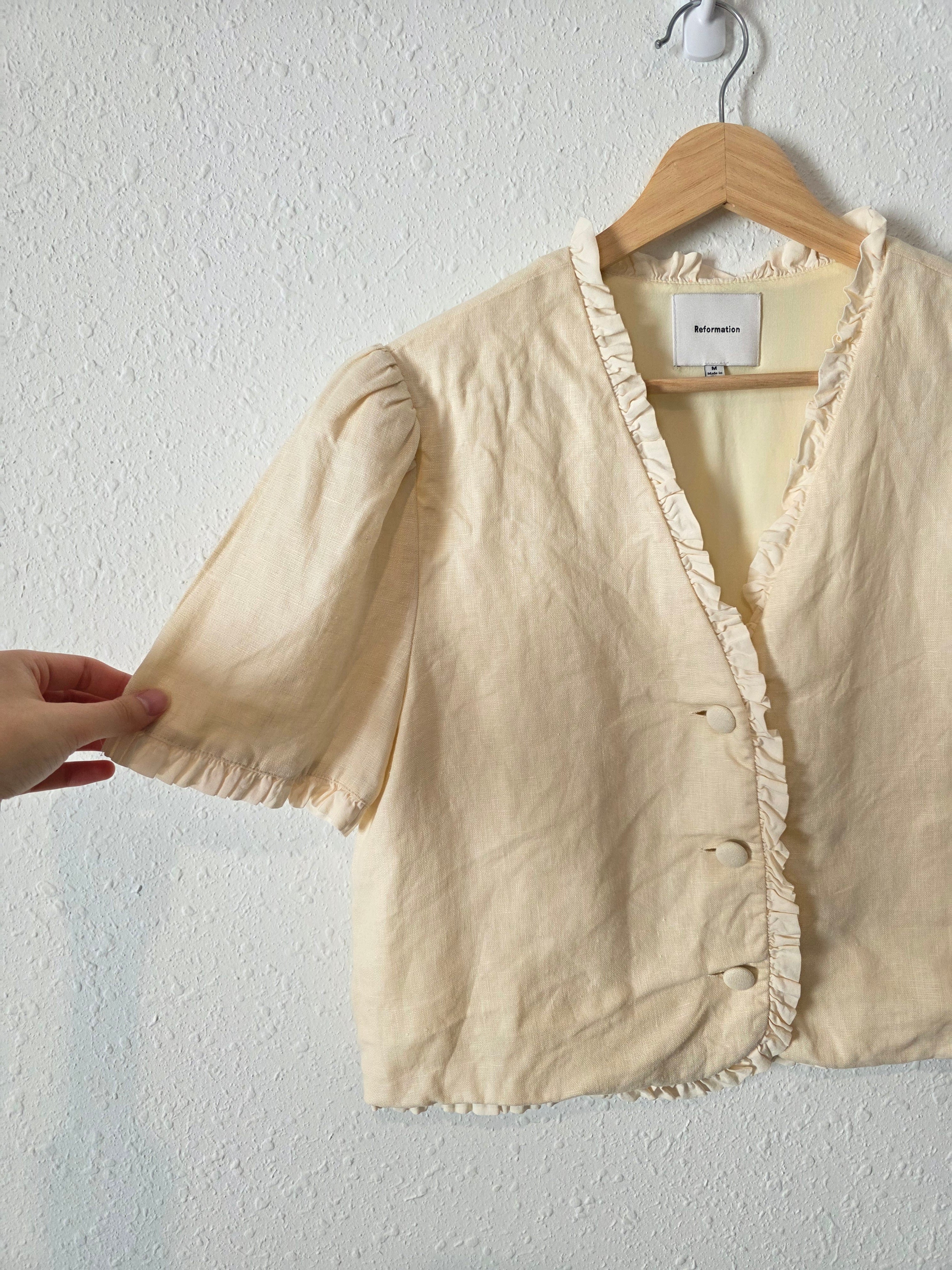 Reformation Linen Ruffle Top (M)