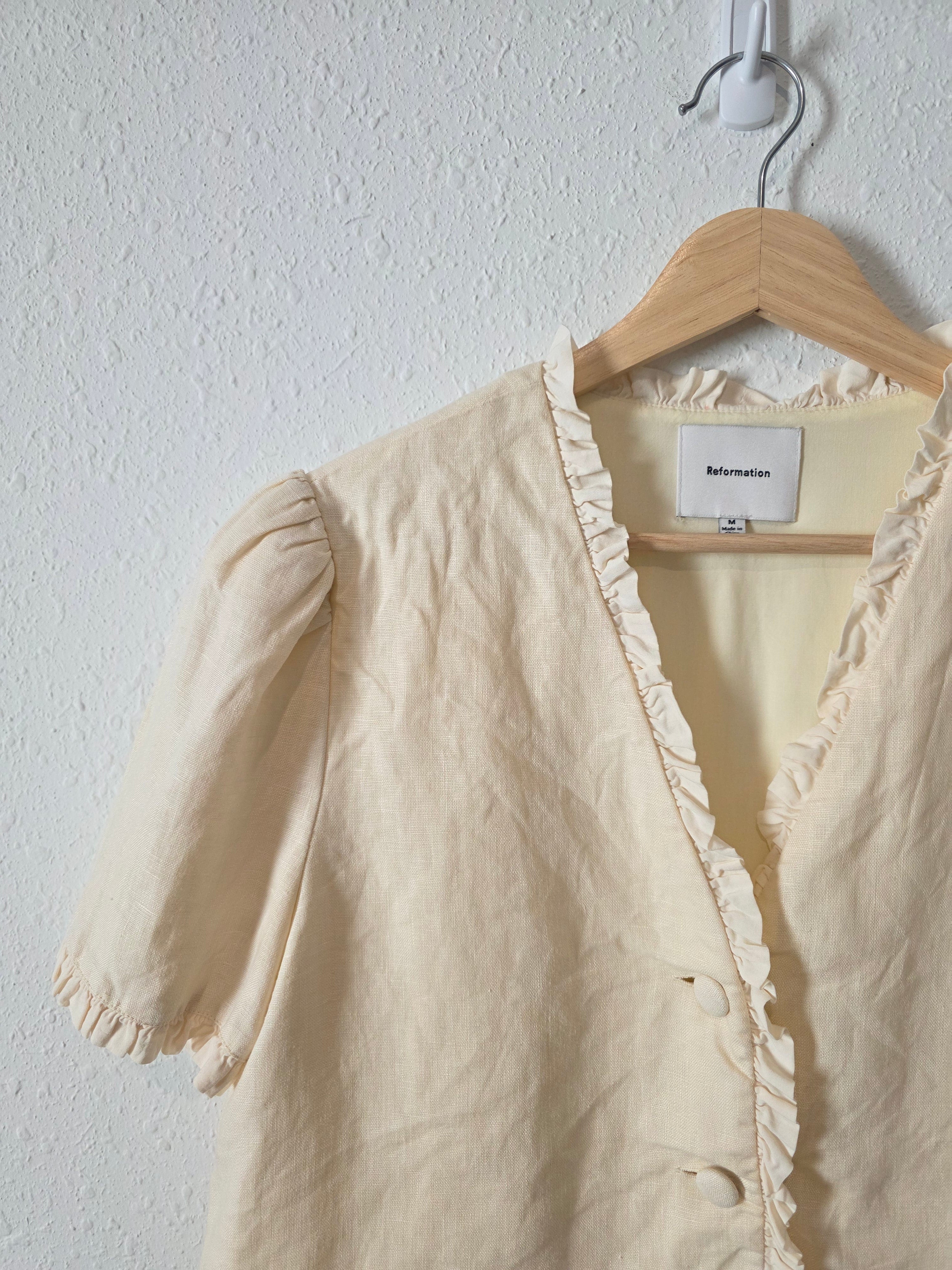 Reformation Linen Ruffle Top (M)
