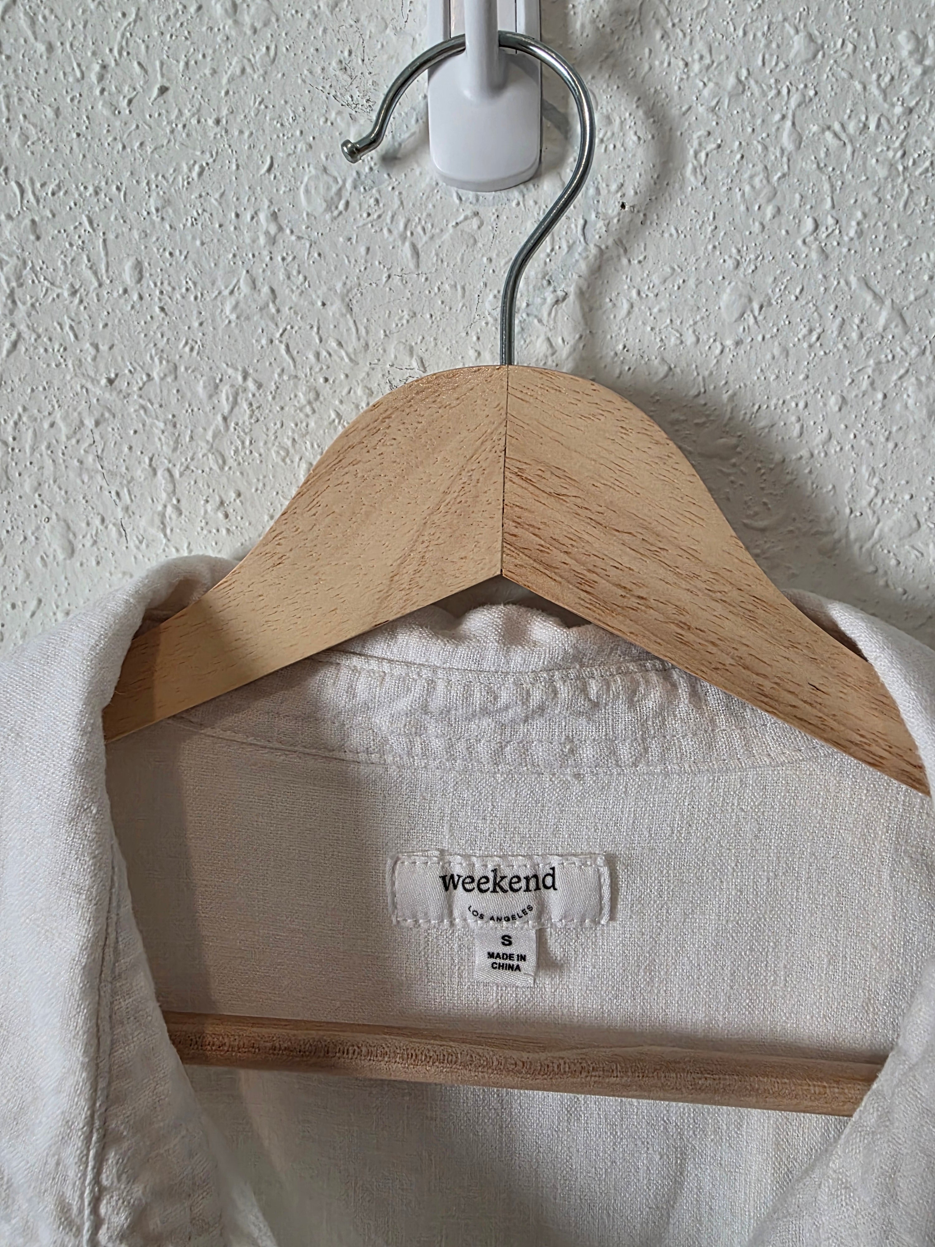 Linen Blend Crop Button Up (S)