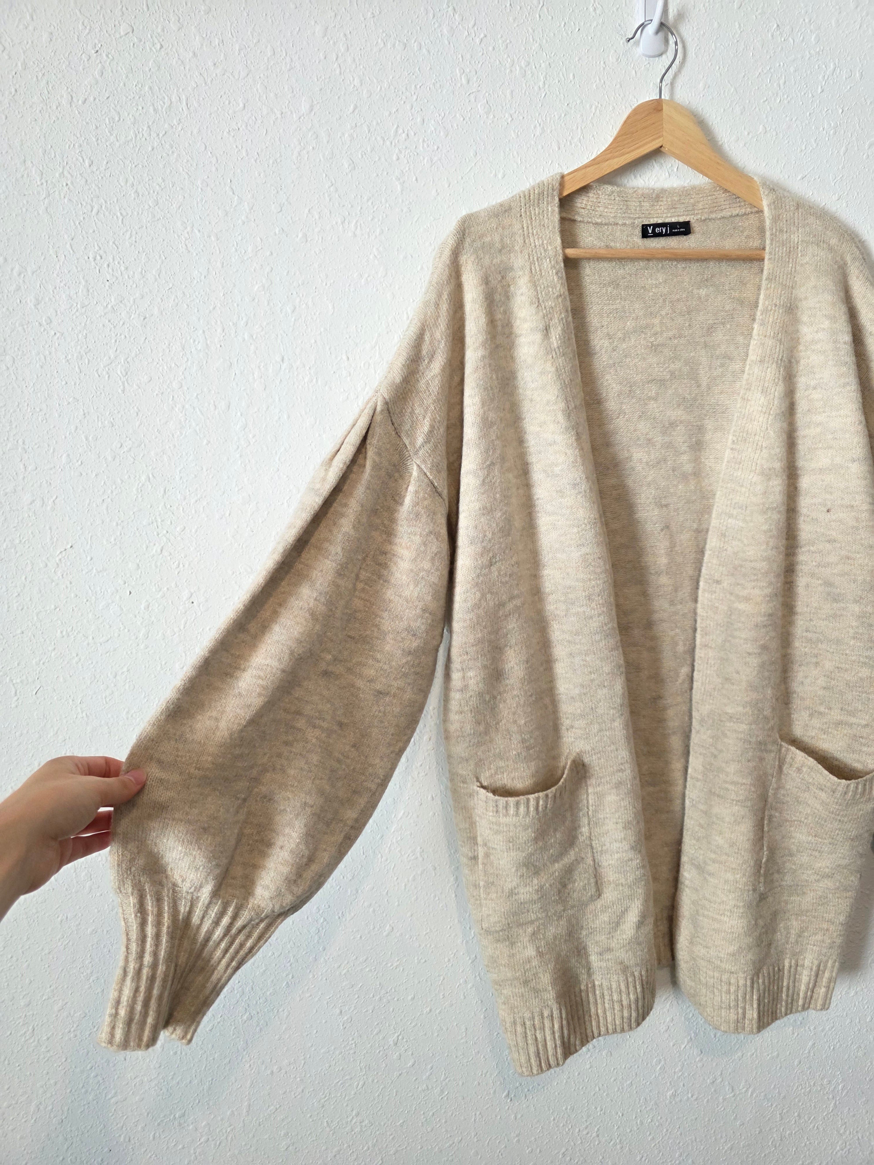 Very J Balloon Sleeve Cardigan (L)