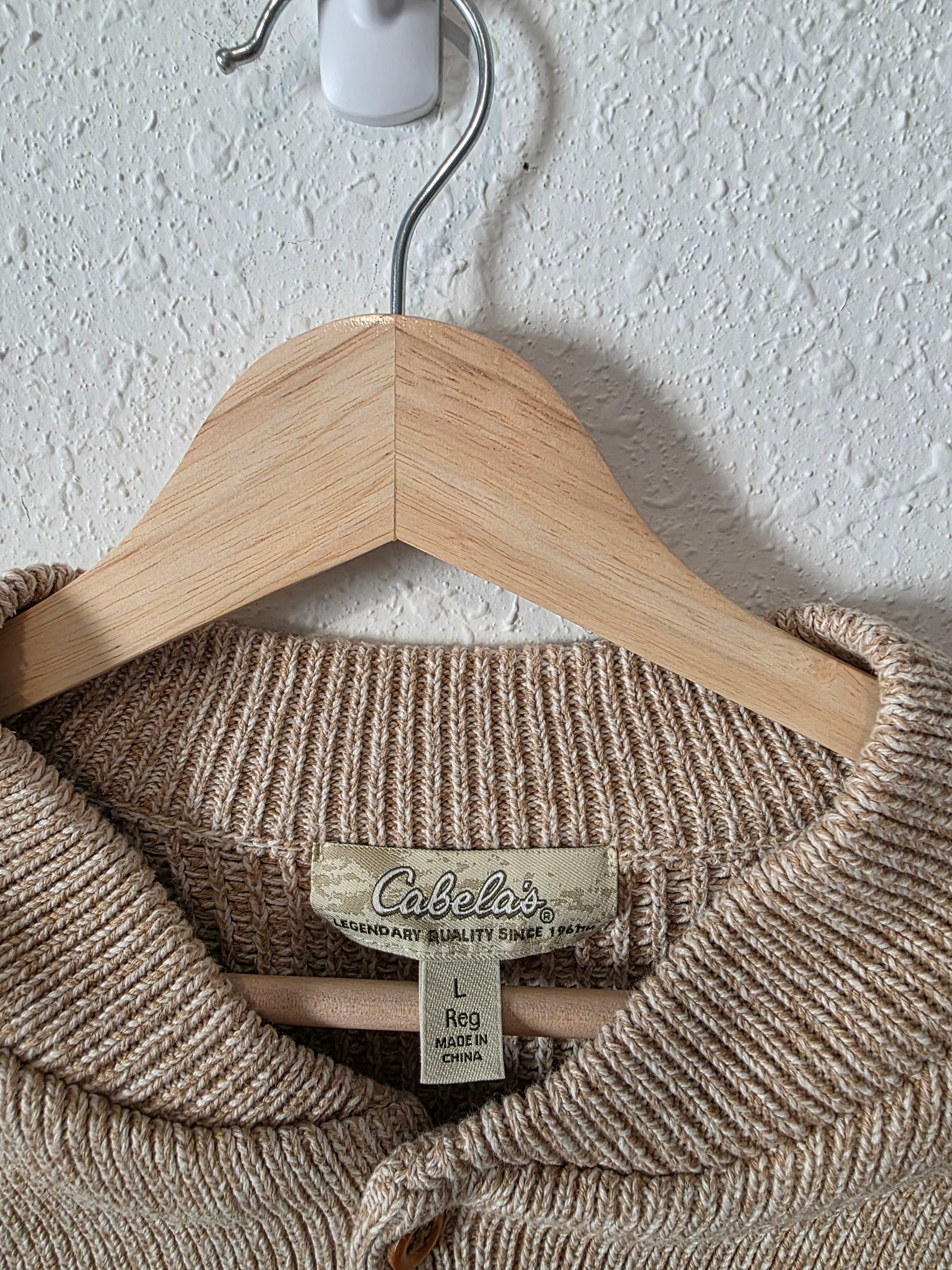 Oversized Knit Henley Sweater (L)