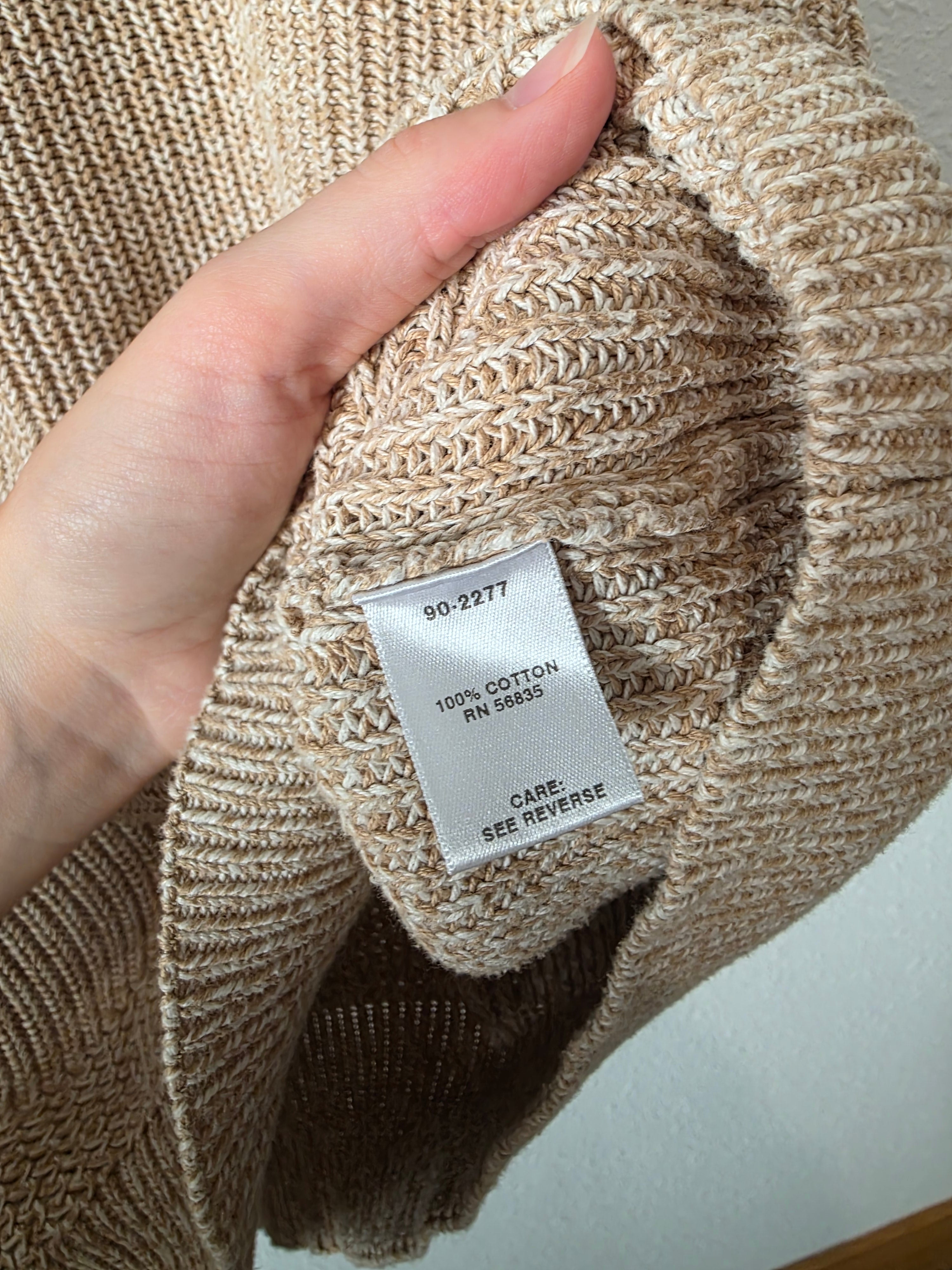Oversized Knit Henley Sweater (L)