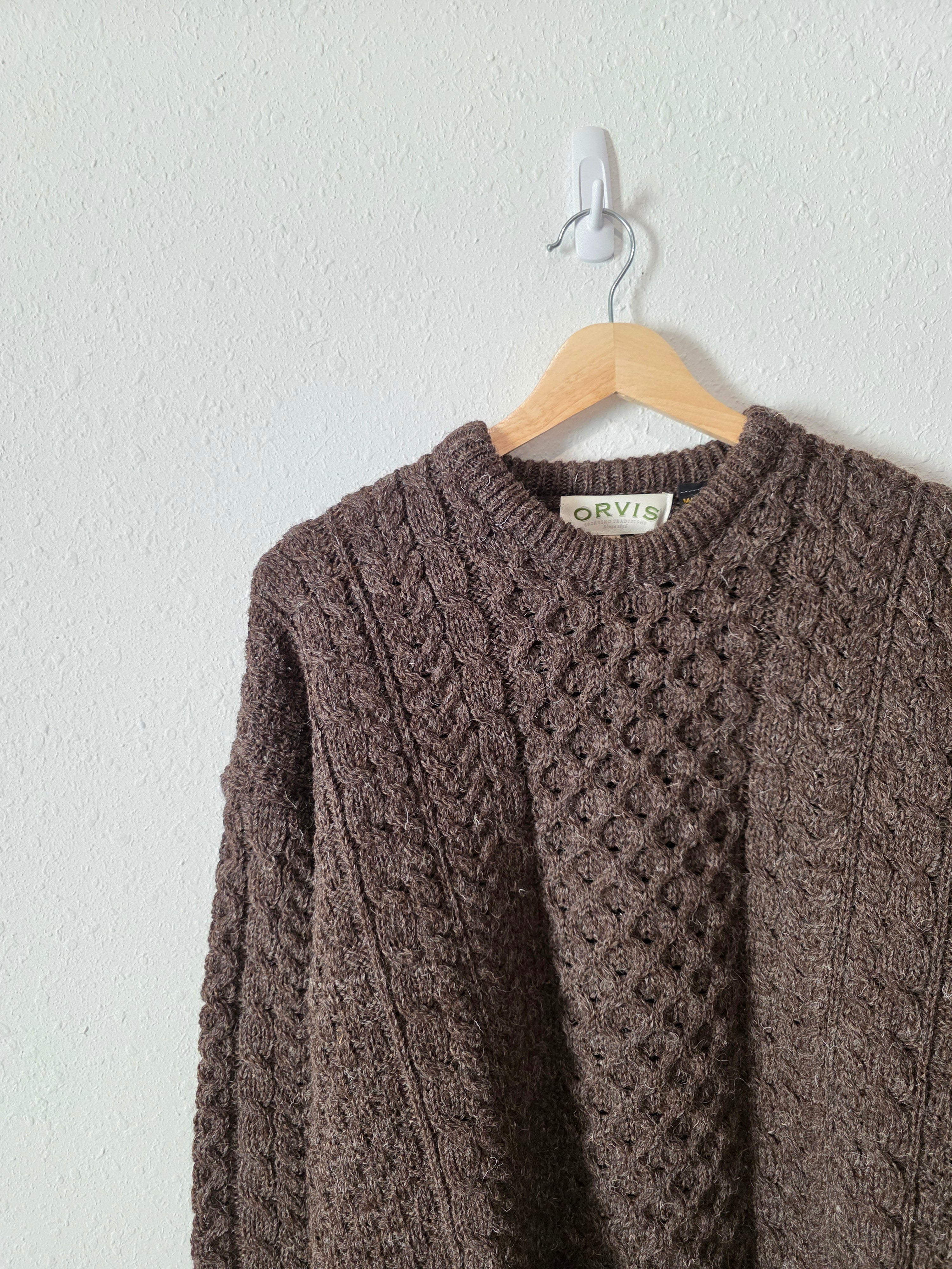 Vintage Cable Knit Wool Sweater (M)