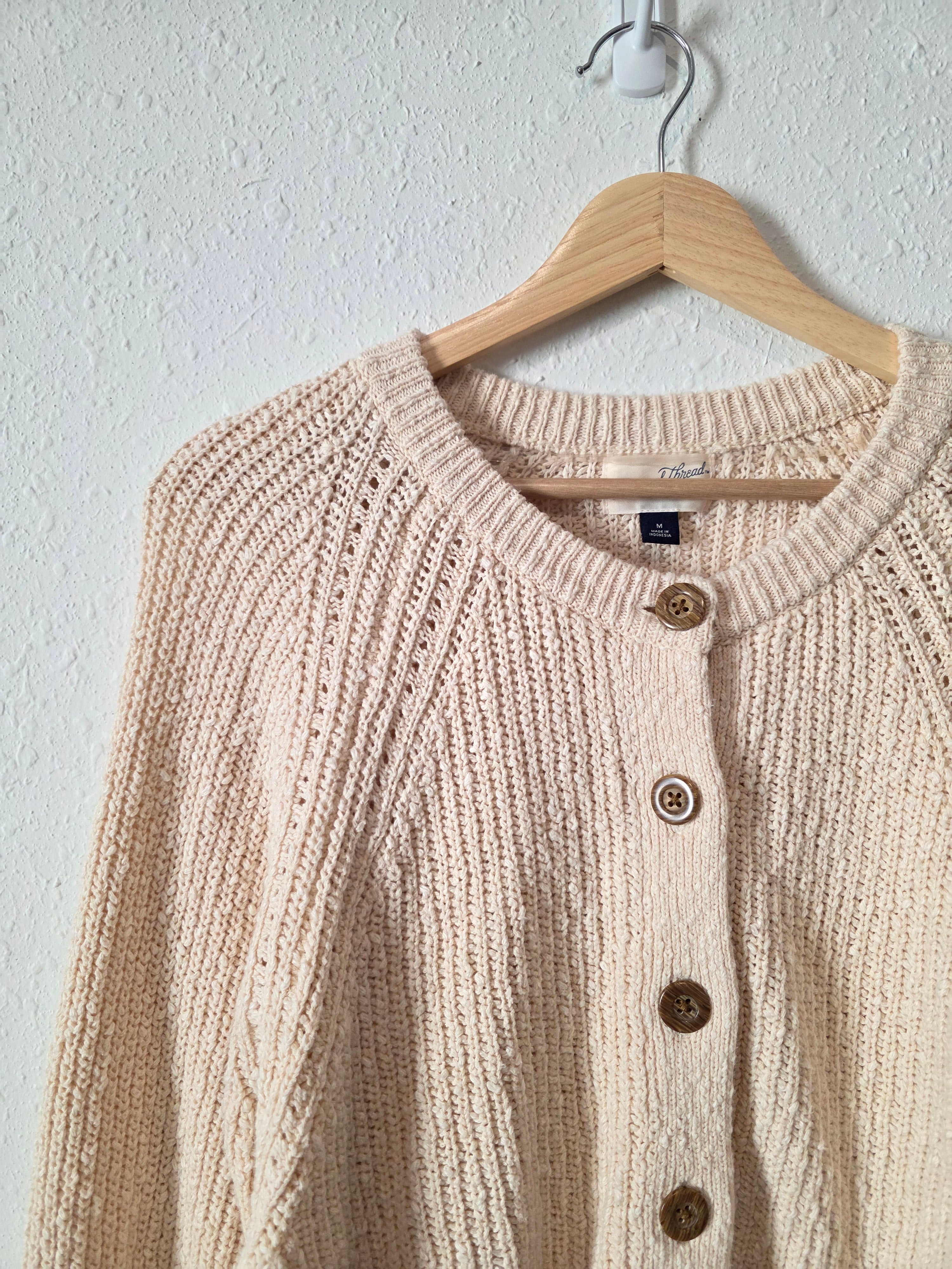 Chunky Cotton Cardigan Sweater (M)