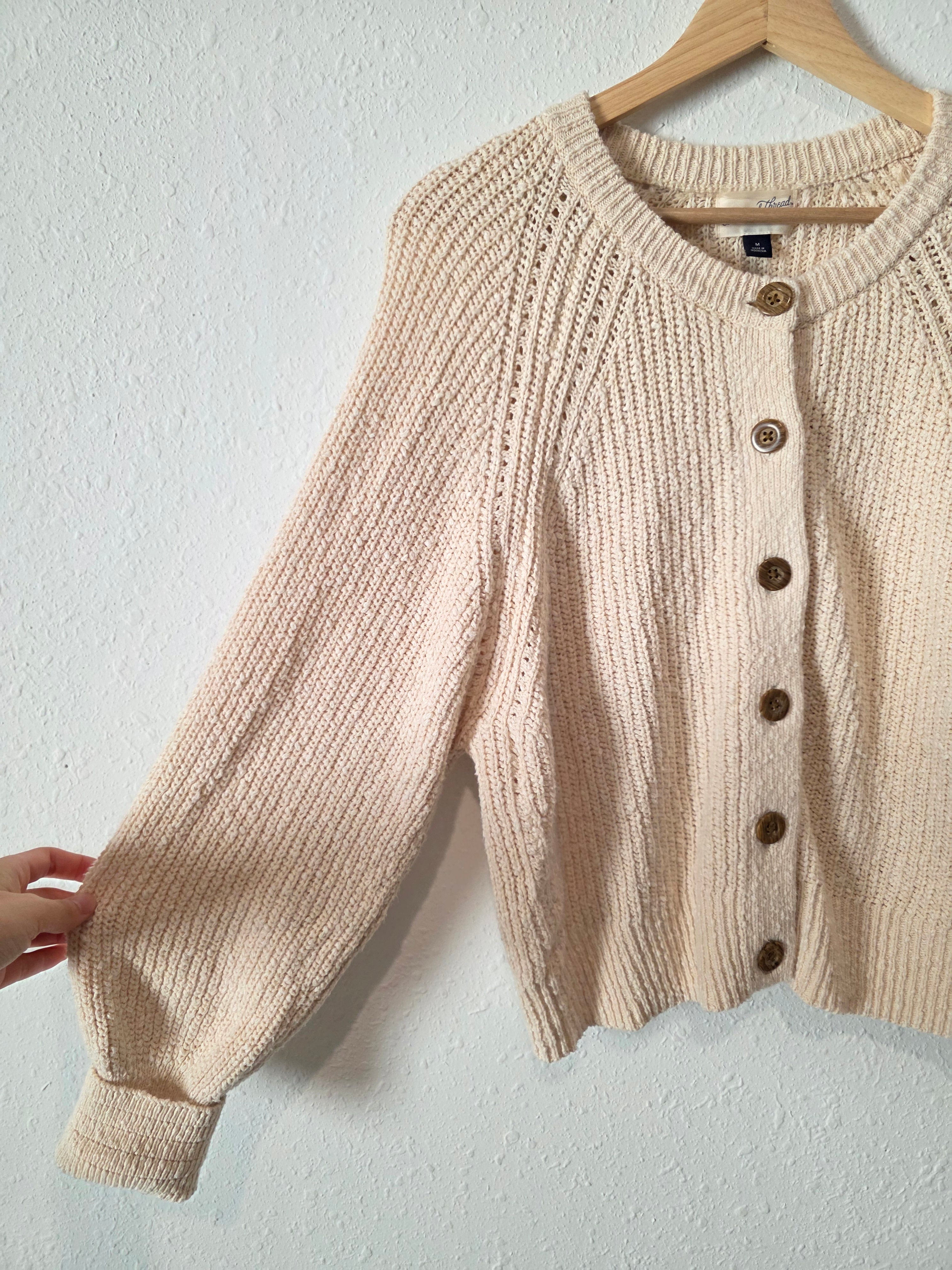 Chunky Cotton Cardigan Sweater (M)
