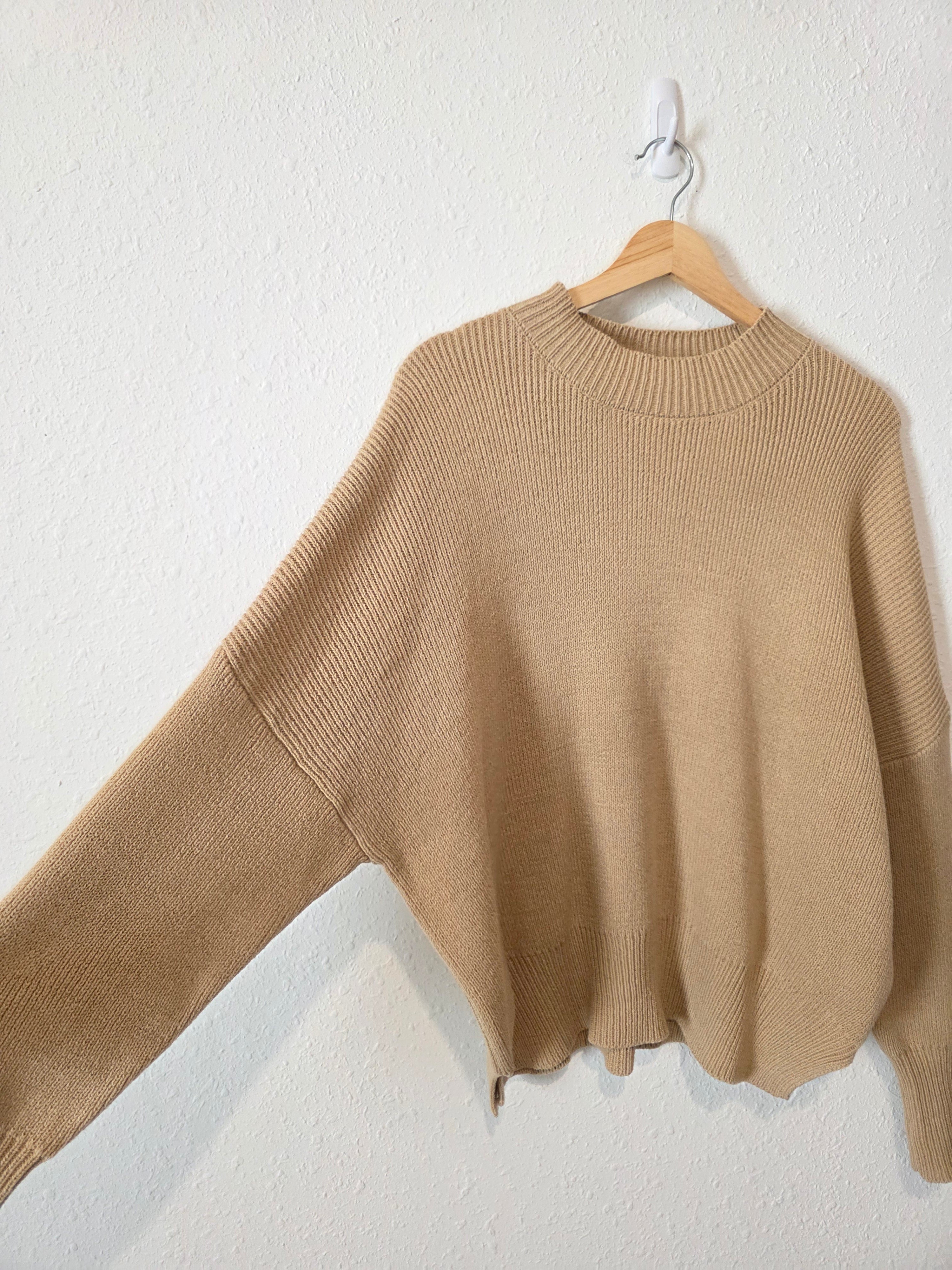 Neutral Oversized Ribbed Sweater (S)