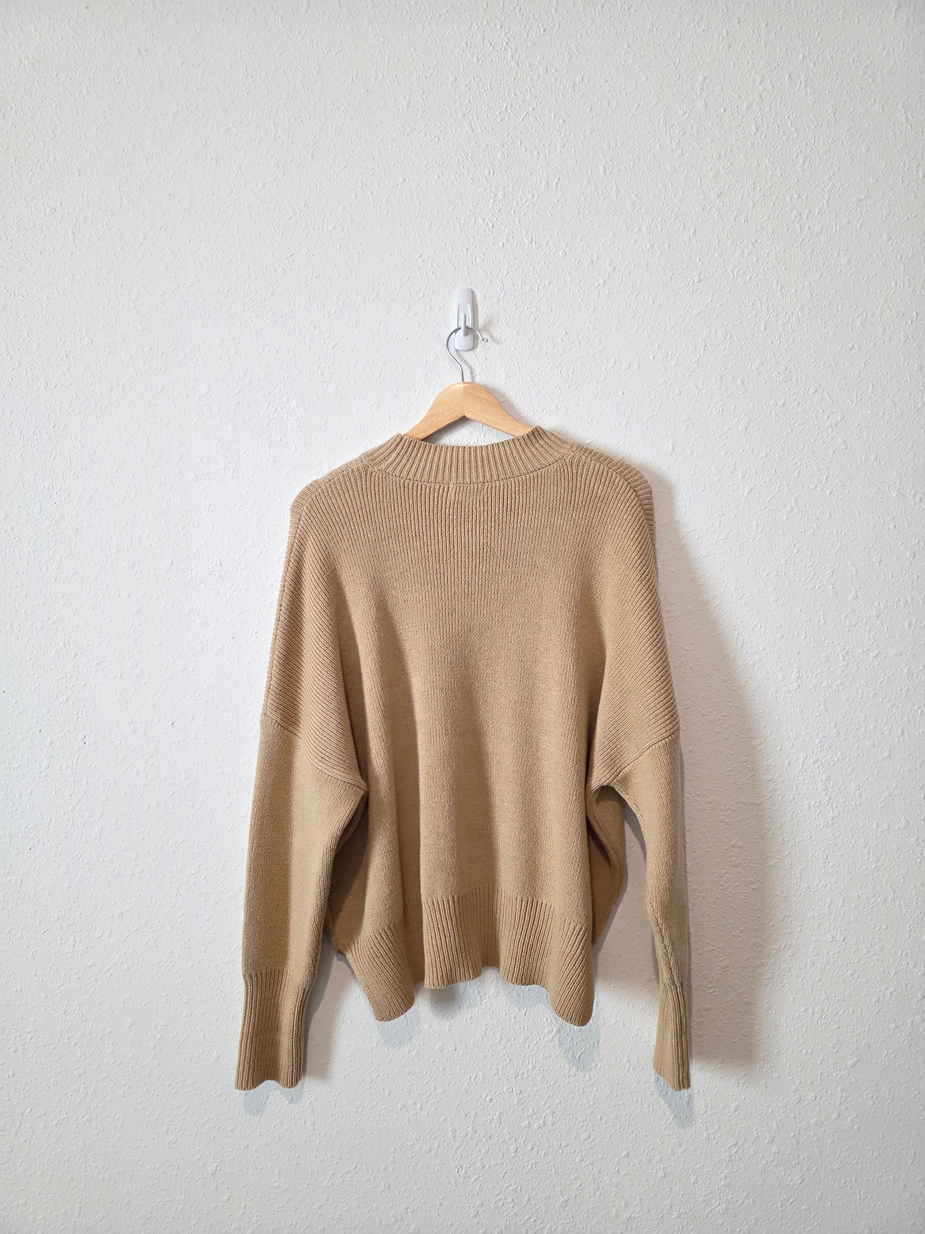 Neutral Oversized Ribbed Sweater (S)