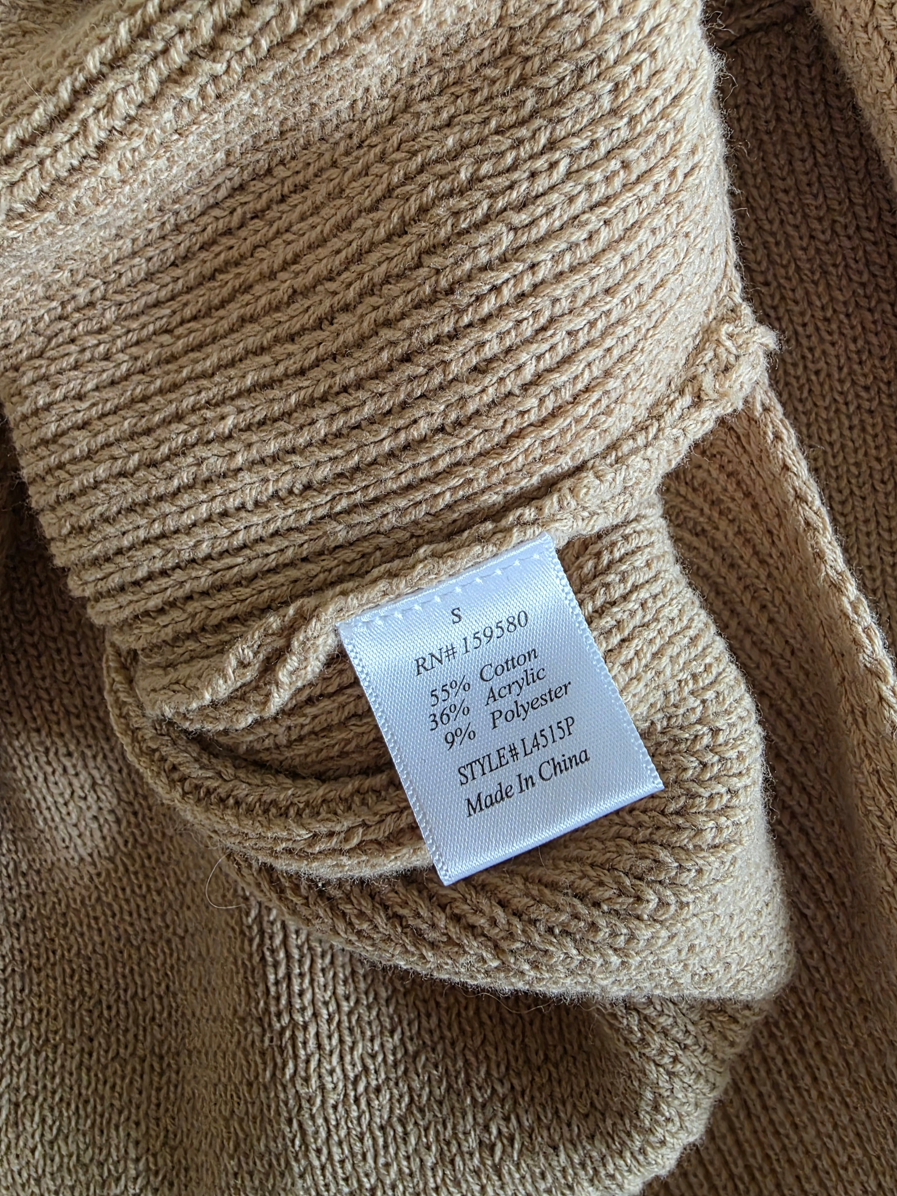 Neutral Oversized Ribbed Sweater (S)