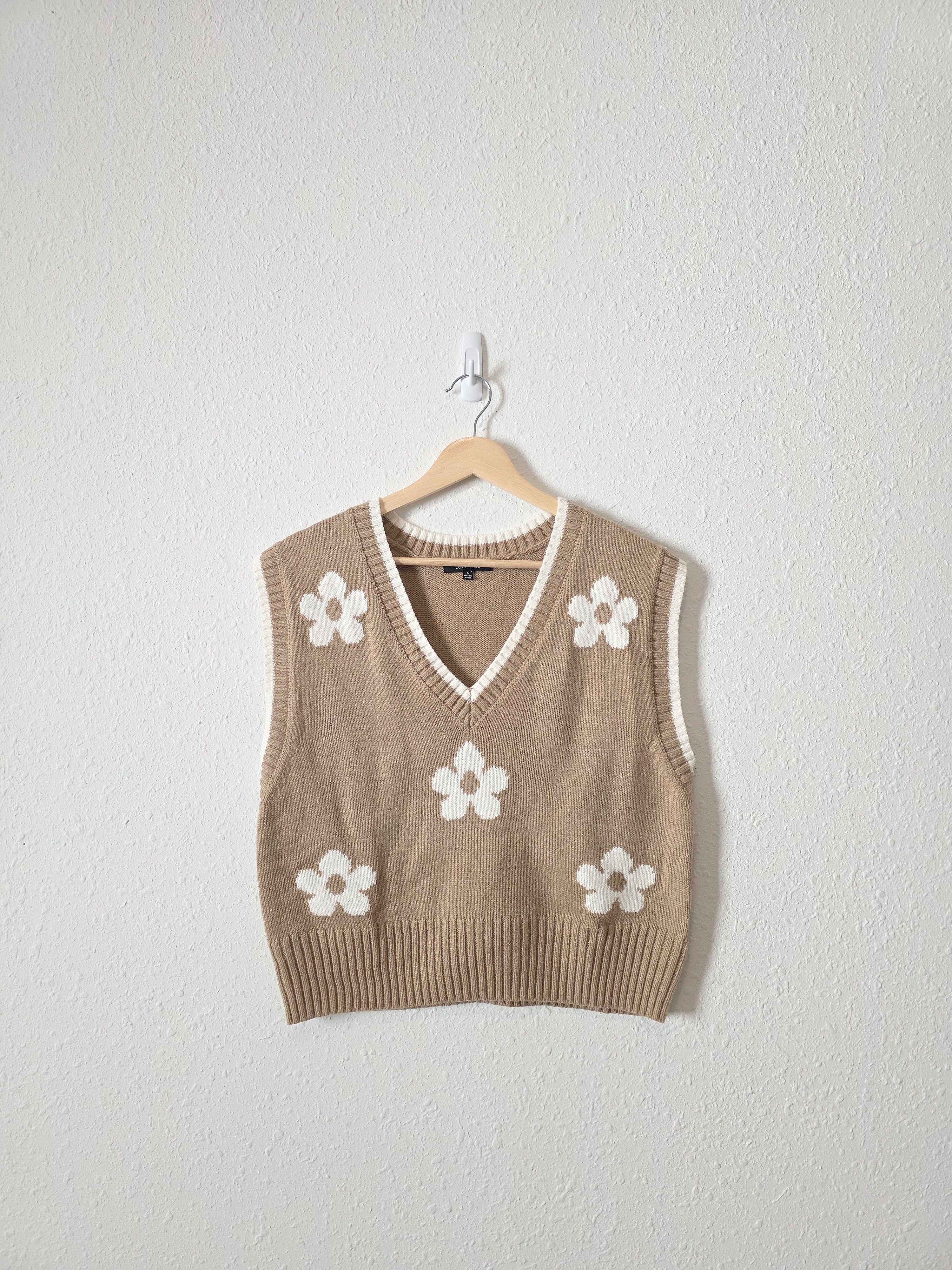 Brown Floral Sweater Vest (M)