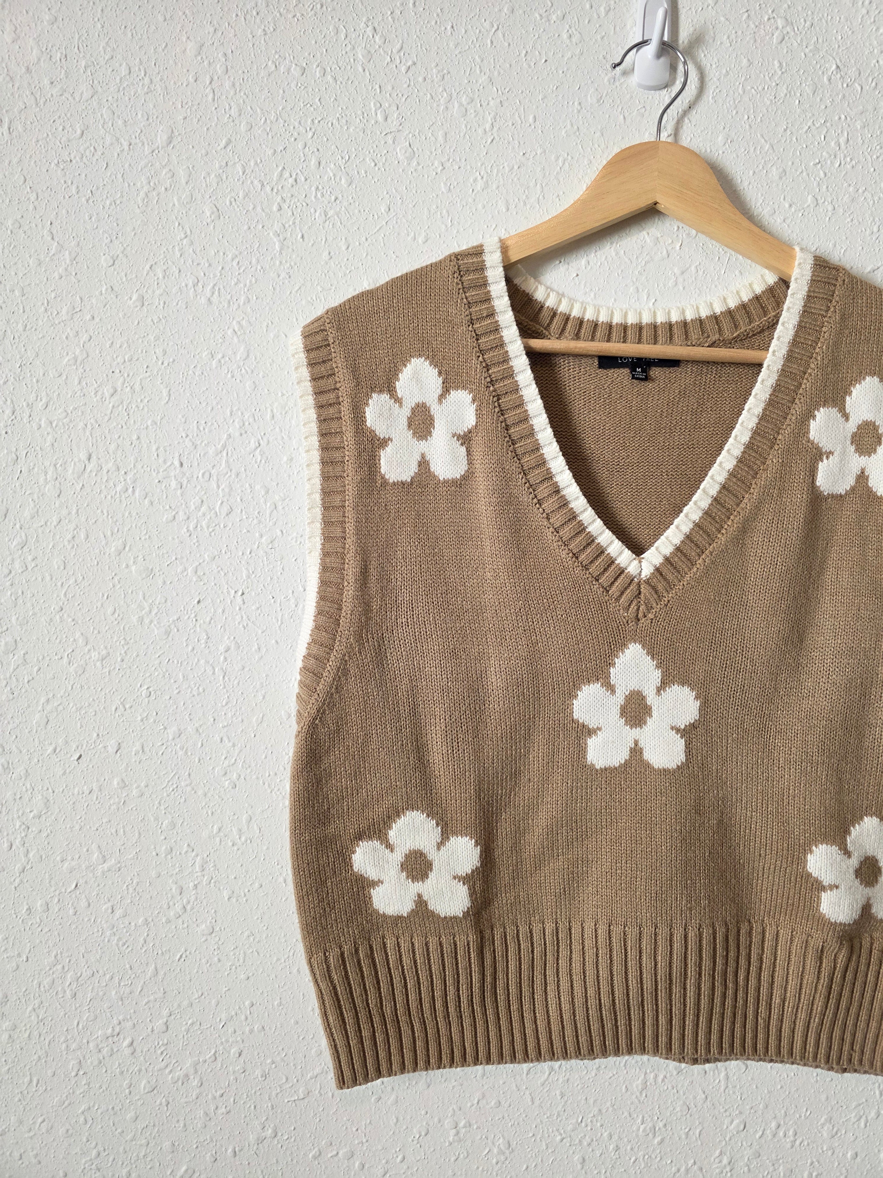 Brown Floral Sweater Vest (M)