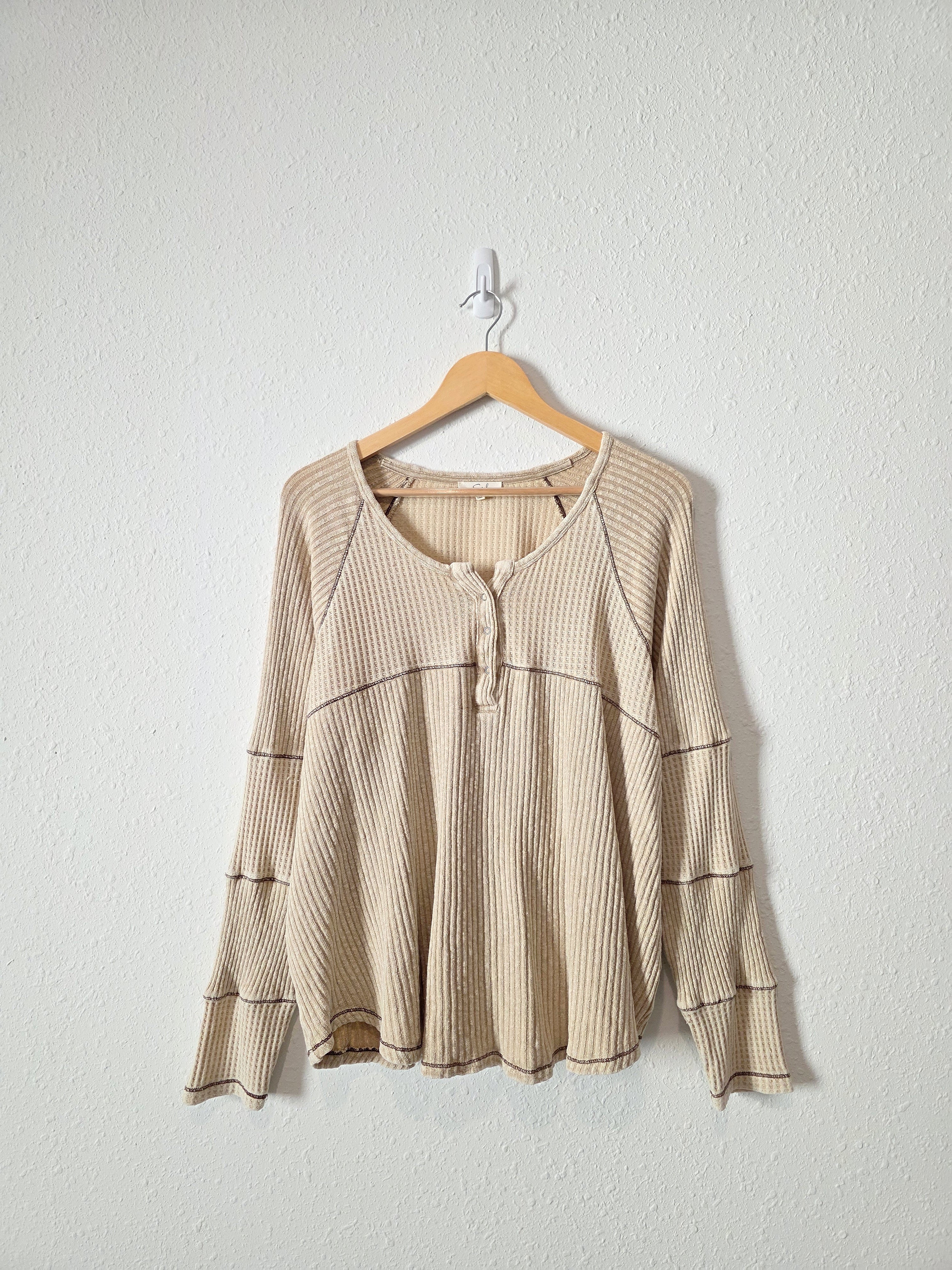 Easel Ribbed Waffle Henley Tee (L)
