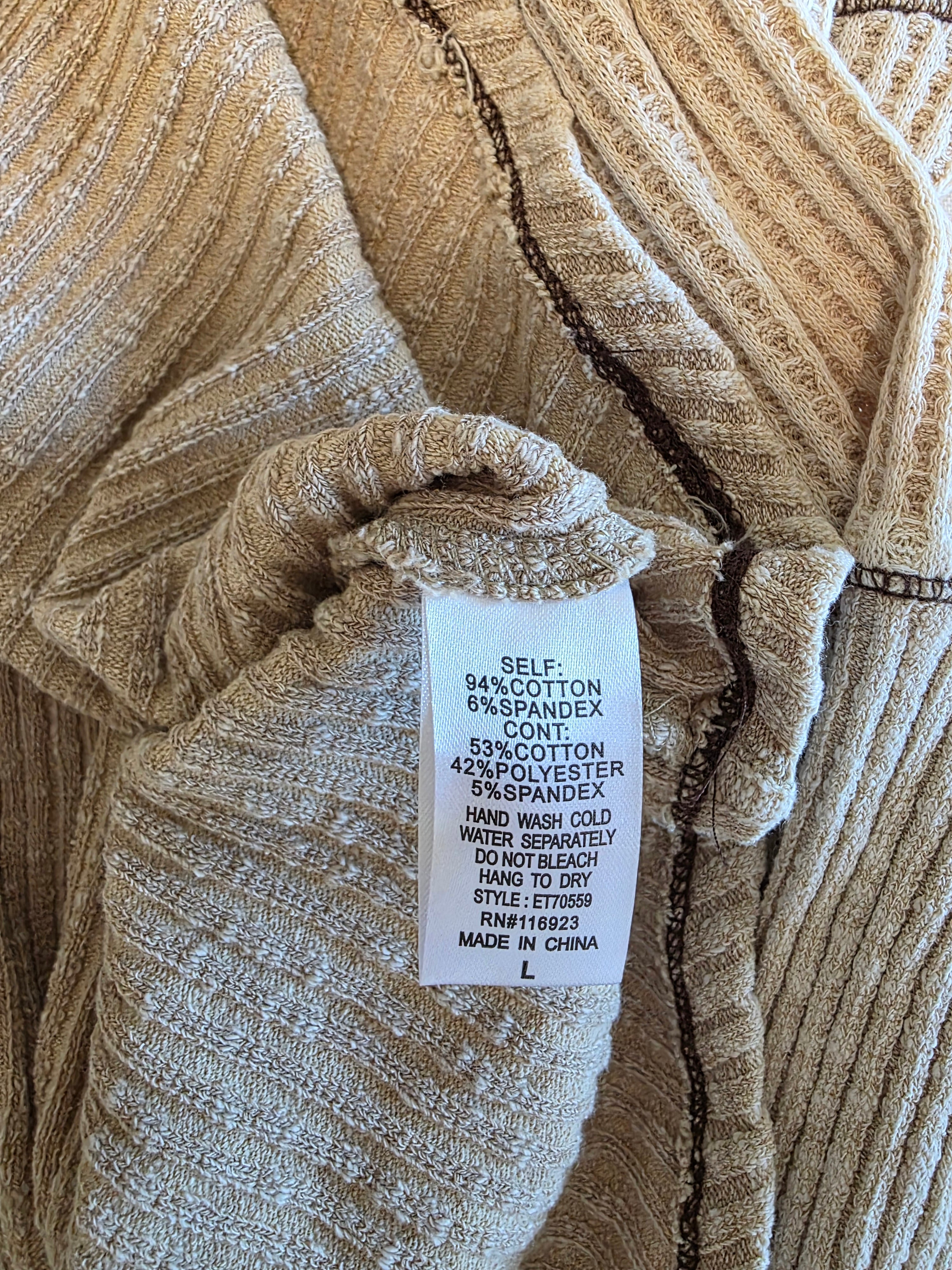Easel Ribbed Waffle Henley Tee (L)