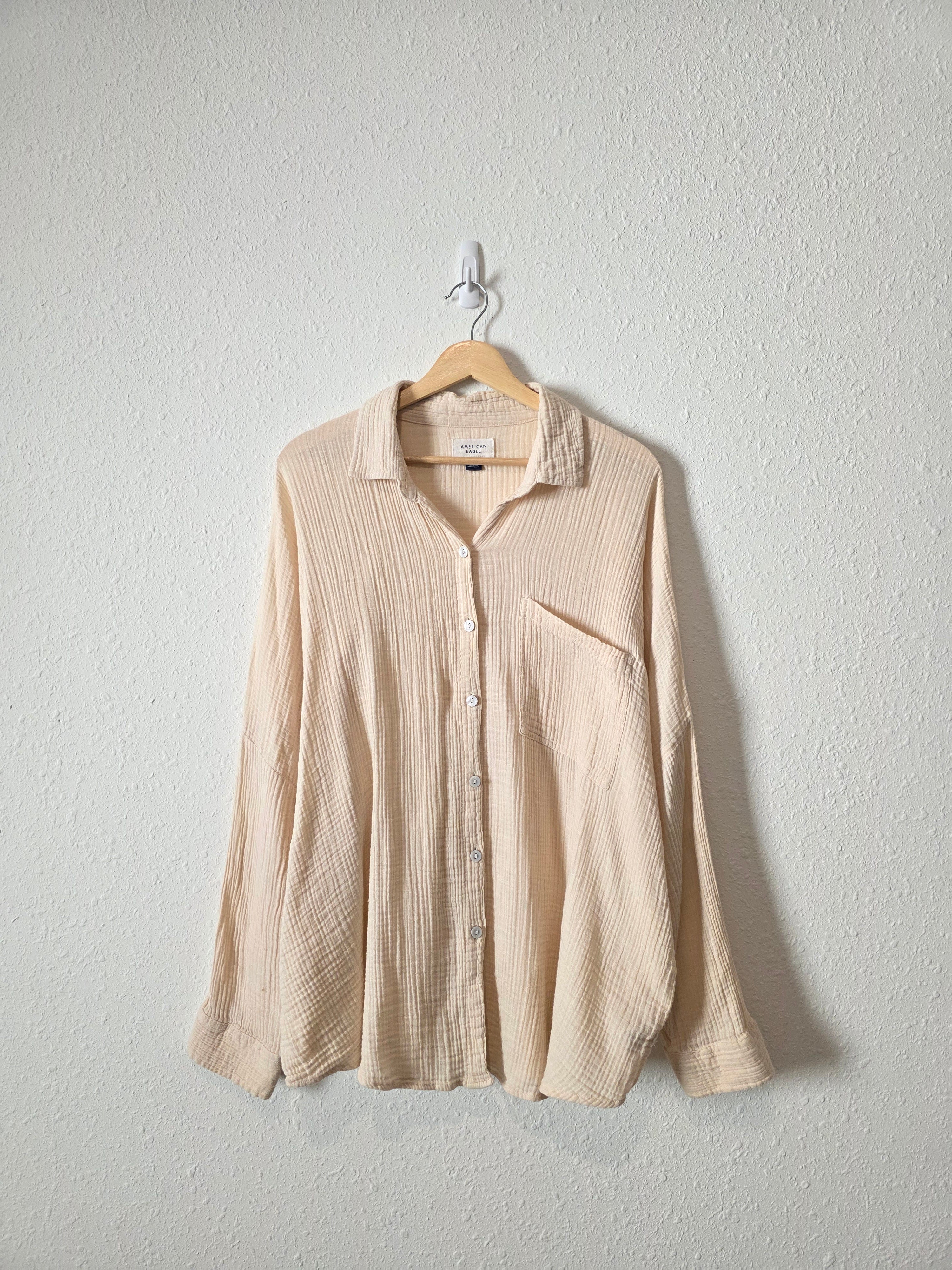 Oversized Cotton Gauze Button Up (M)