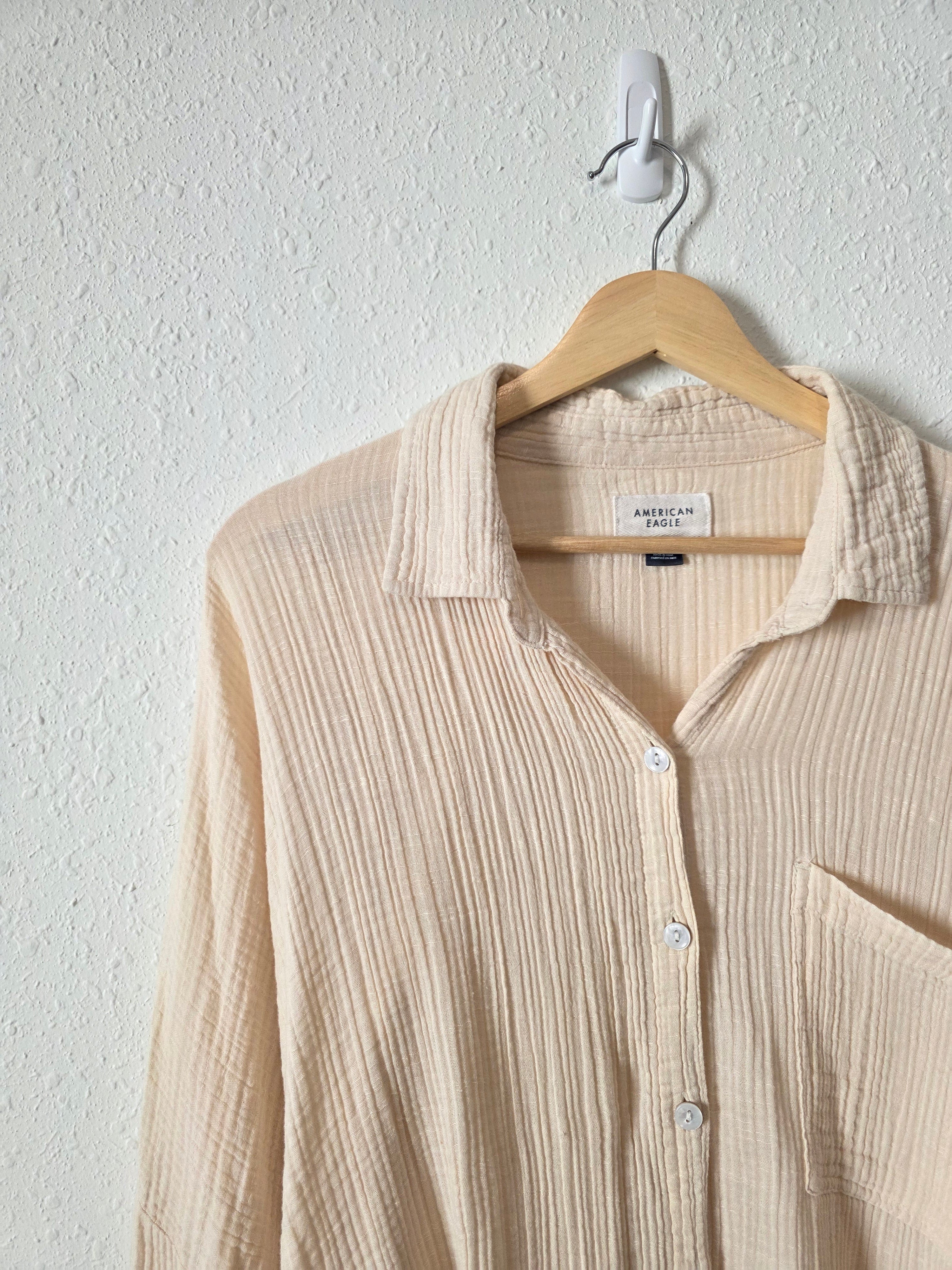 Oversized Cotton Gauze Button Up (M)