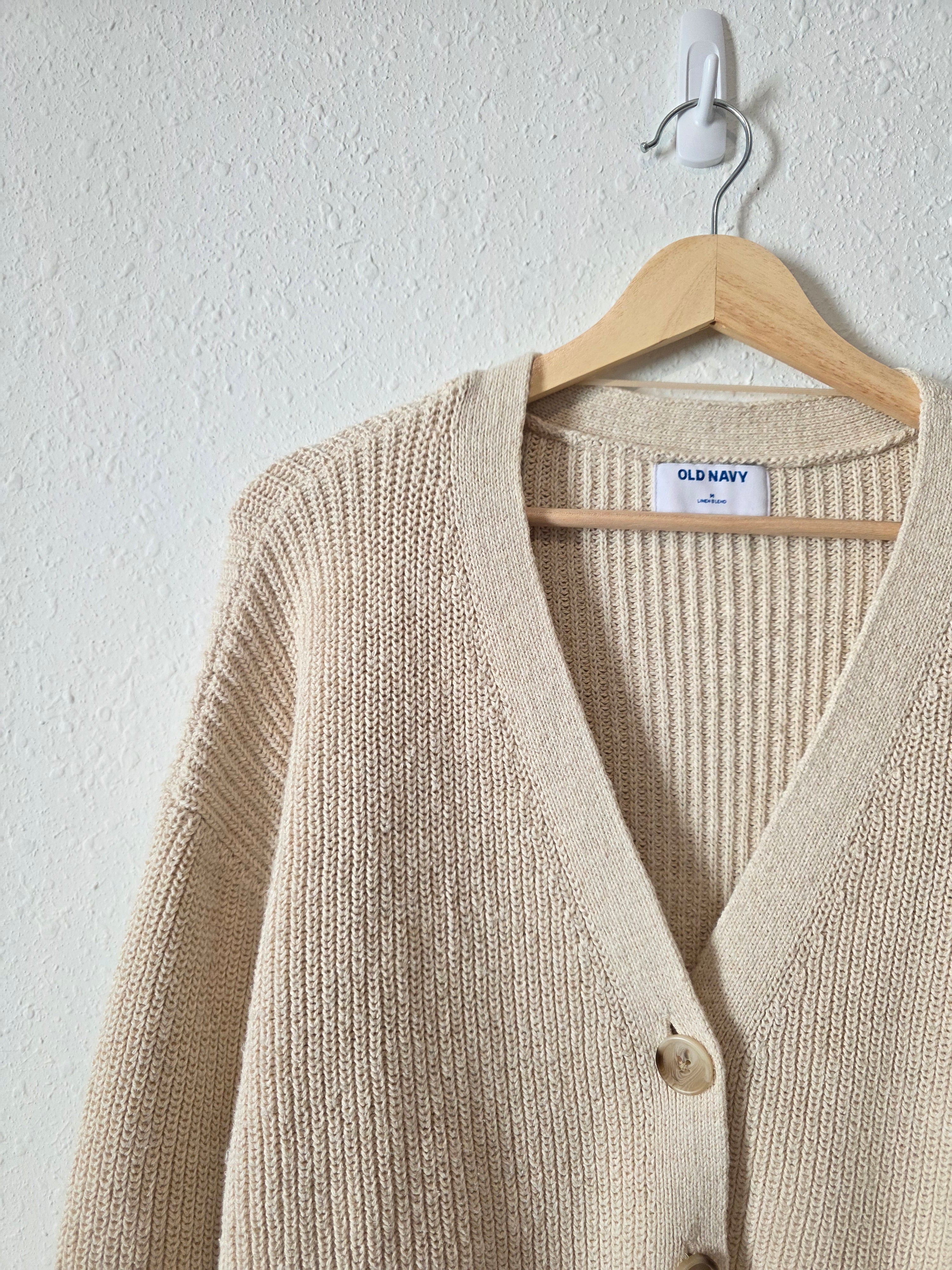 Neutral Linen Blend Cardigan (M)
