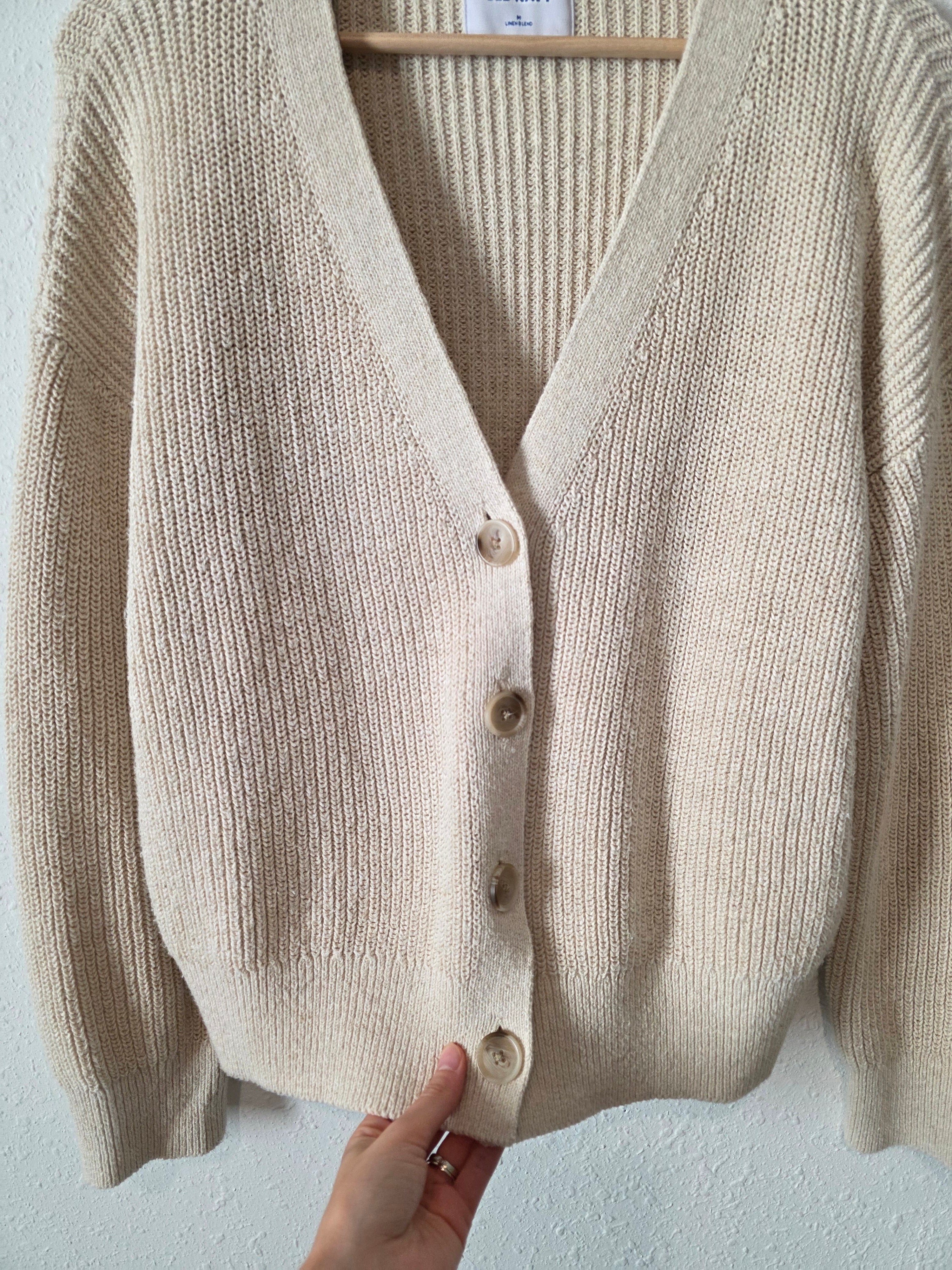 Neutral Linen Blend Cardigan (M)