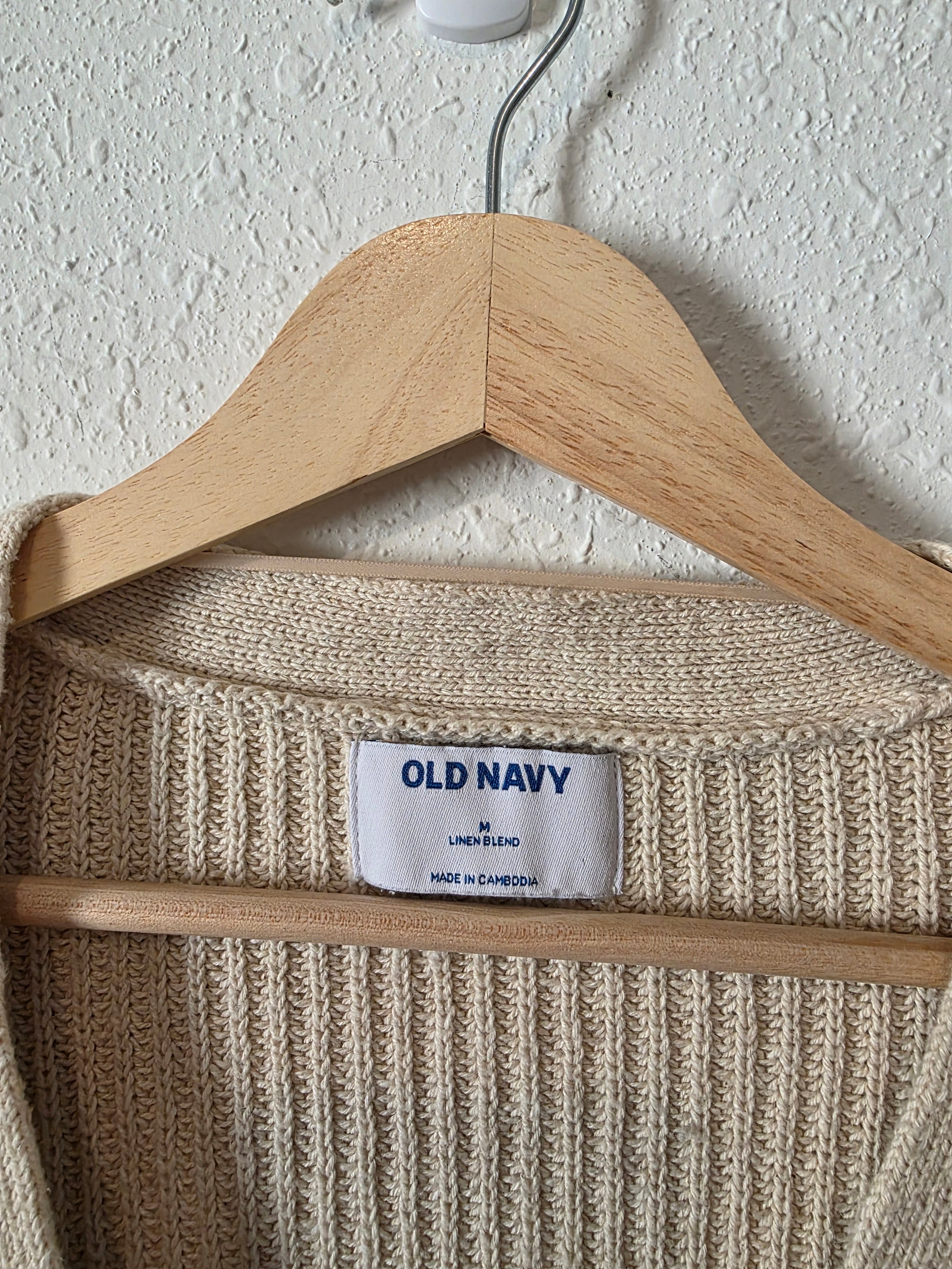 Neutral Linen Blend Cardigan (M)