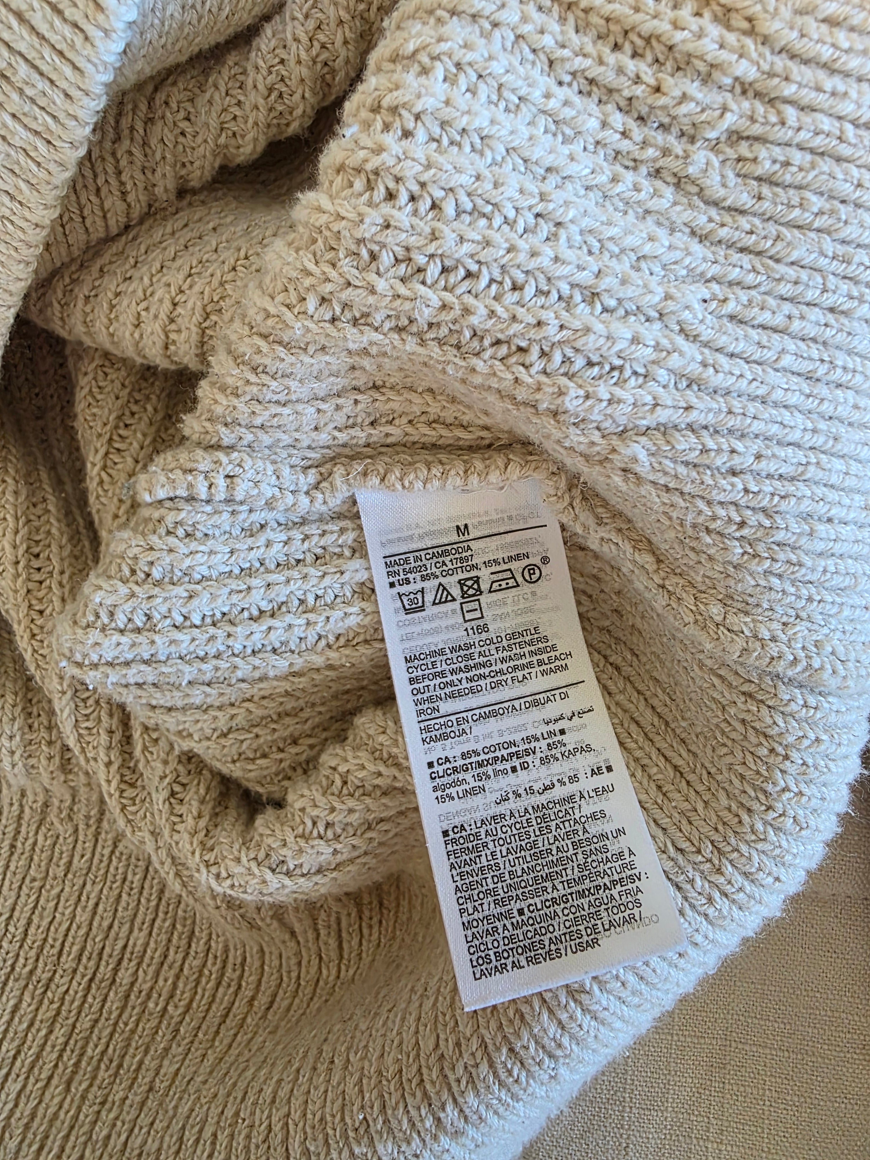 Neutral Linen Blend Cardigan (M)