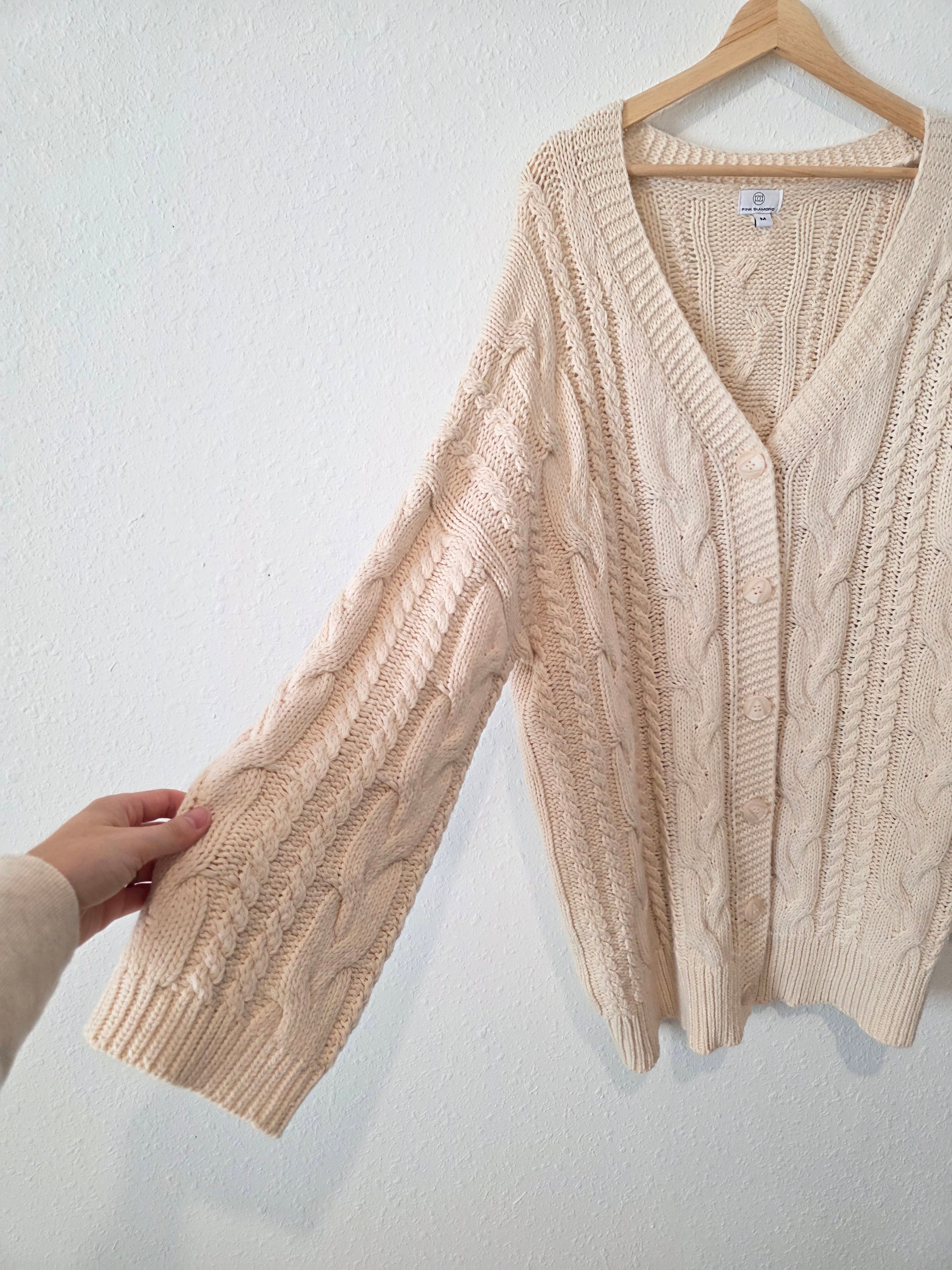 Chunky Cable Knit Cardigan (M)