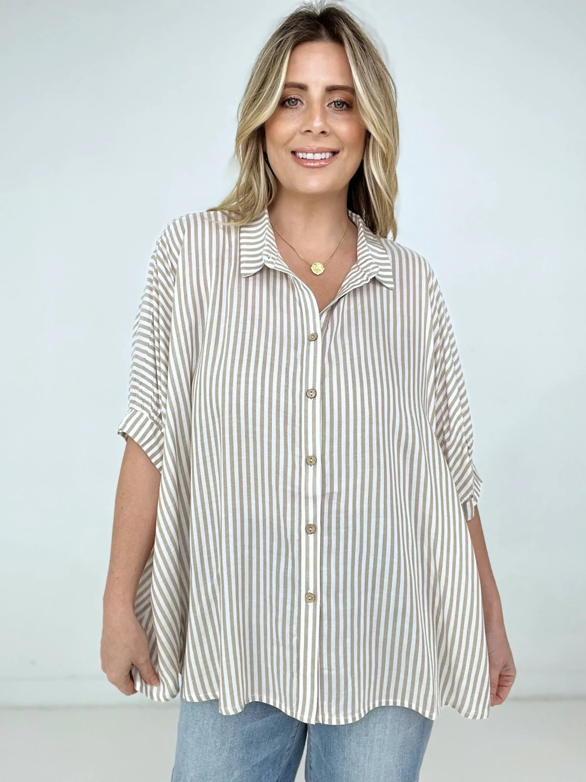 Oversized Striped Button Up (L/XL)