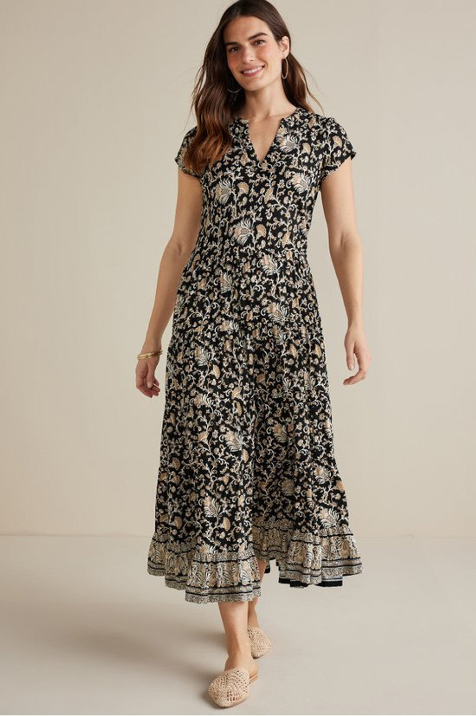 Neutral Floral Midi Dress (SP)