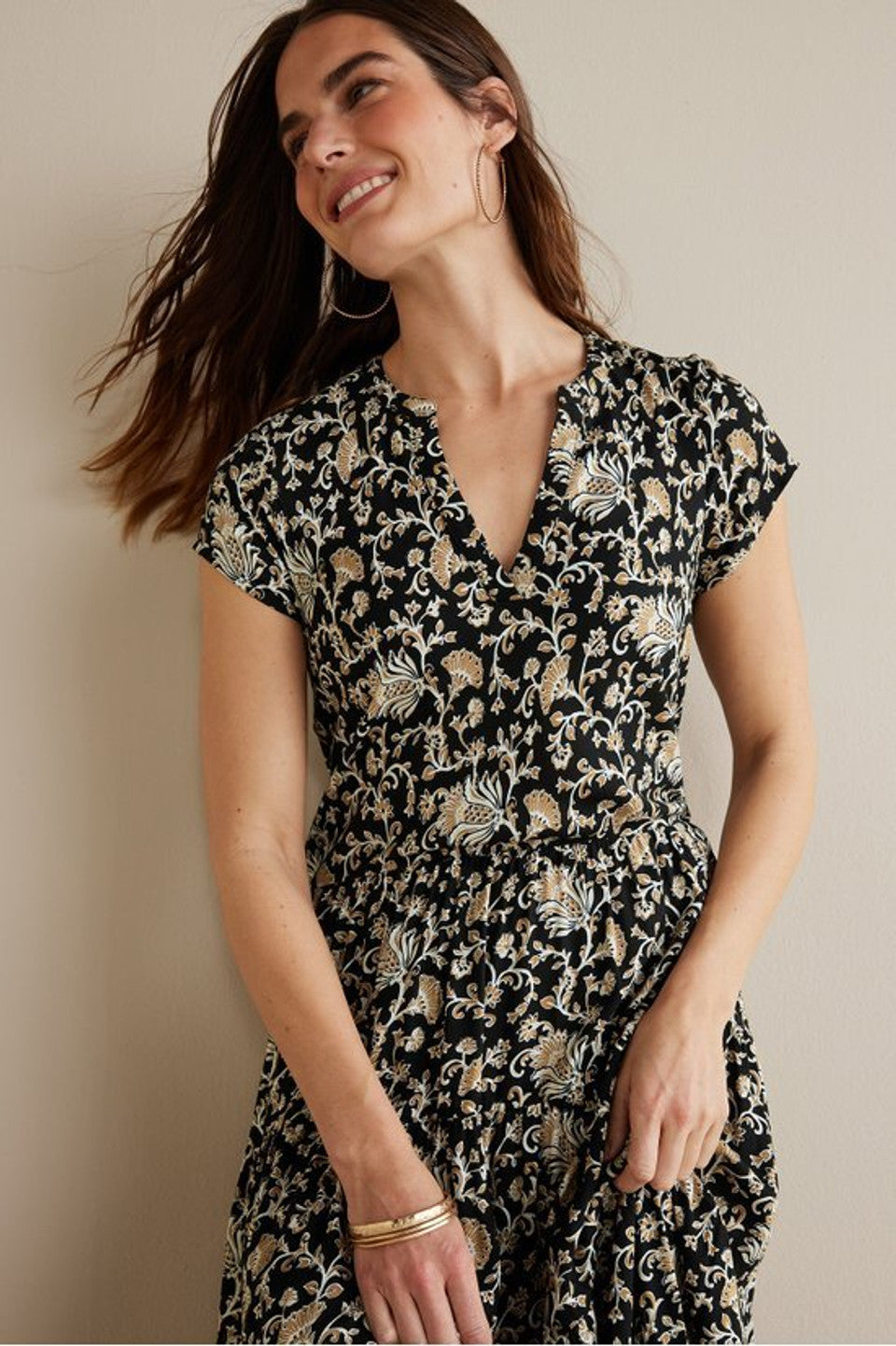 Neutral Floral Midi Dress (SP)