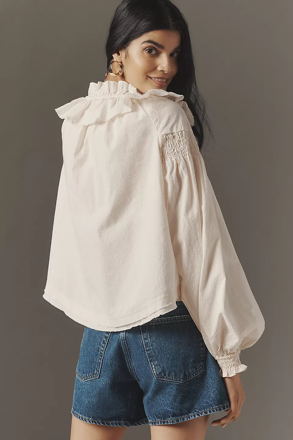 Anthropologie Striped Puff Sleeve Top (L)