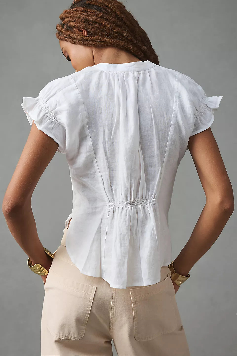 Anthropologie White Linen Top (S)