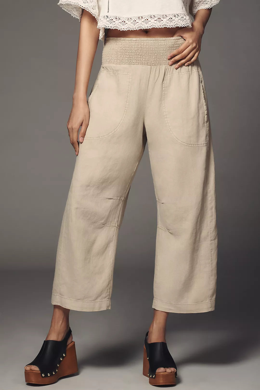 Anthropologie Linen Barrel Pants (M)