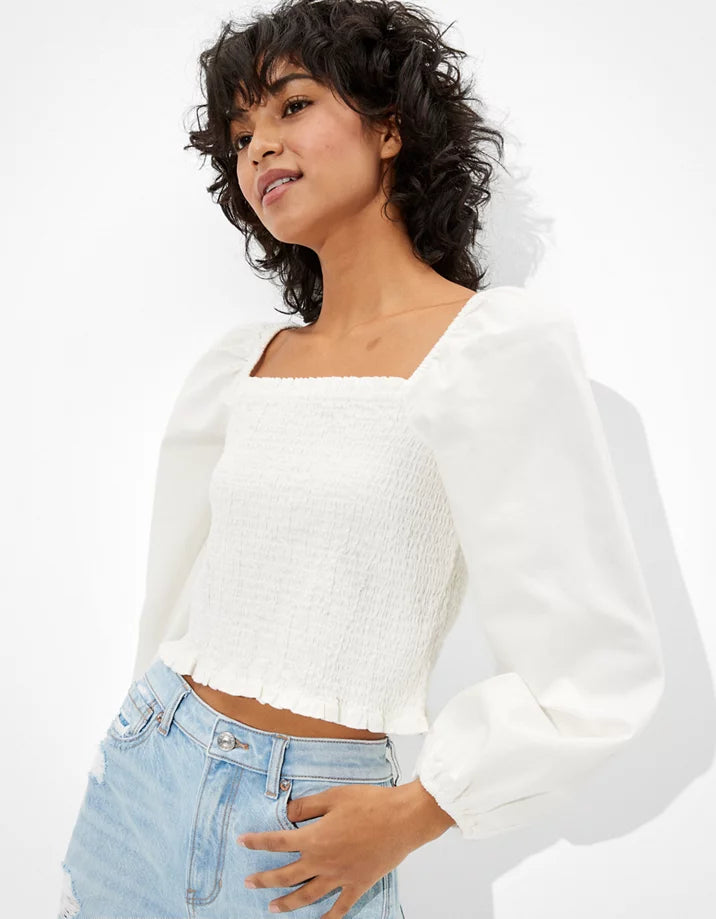NEW Smocked Cotton Blouse (M)