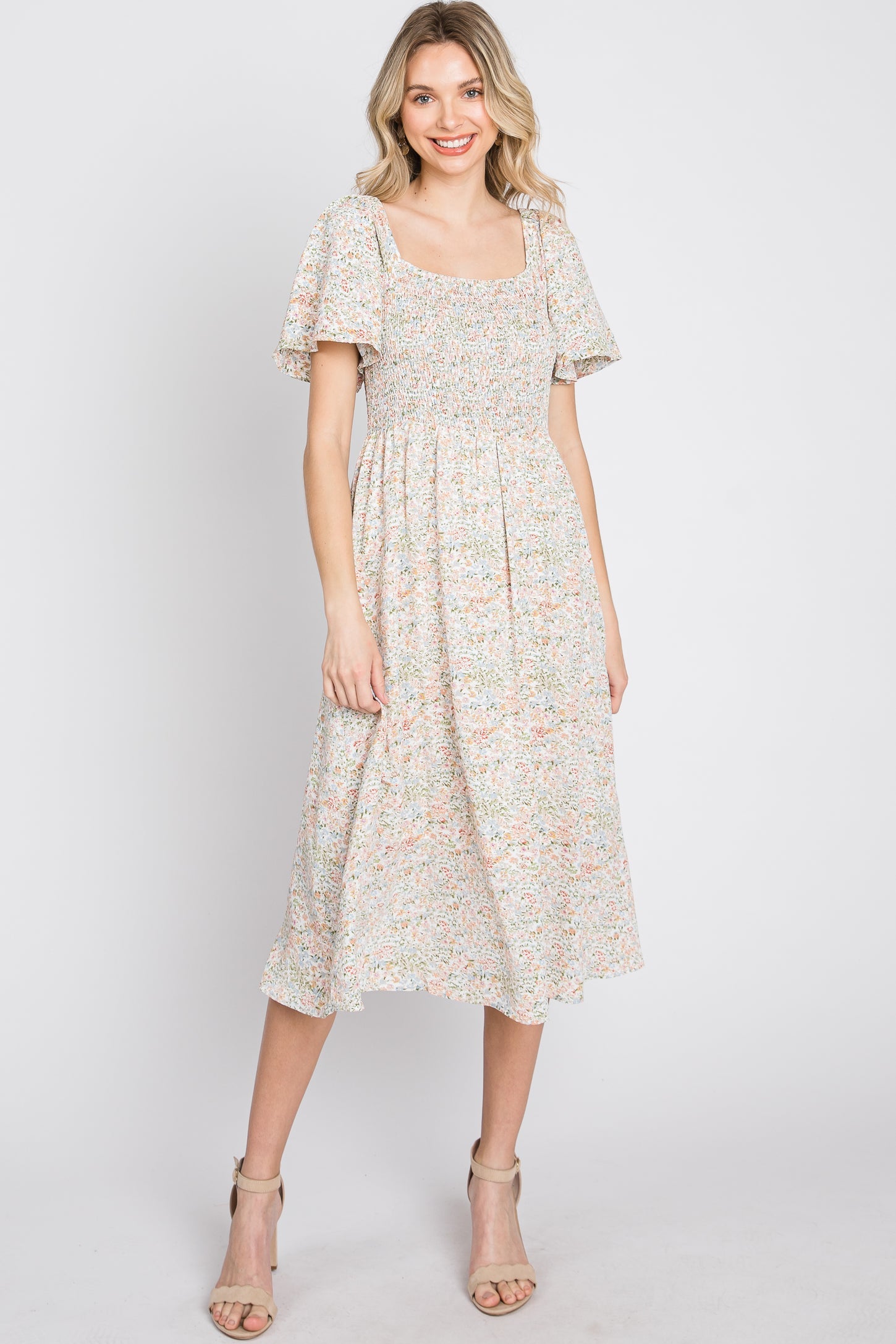 Colorful Floral Midi Dress (S)