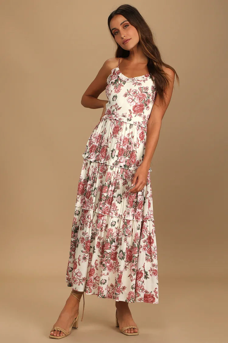 Lulus Floral Maxi Dress (L)