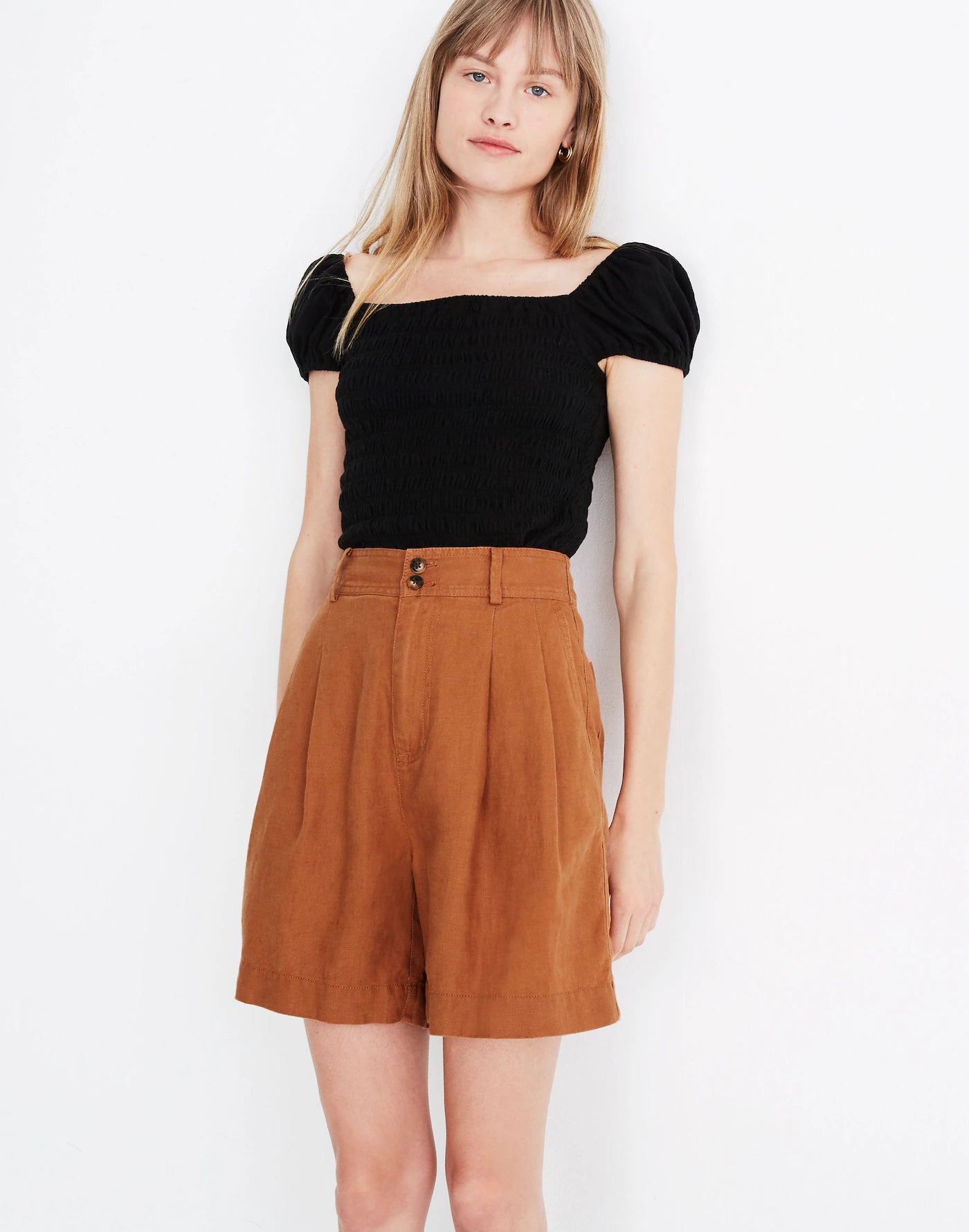 Madewell Burnt Orange Linen Shorts (0)