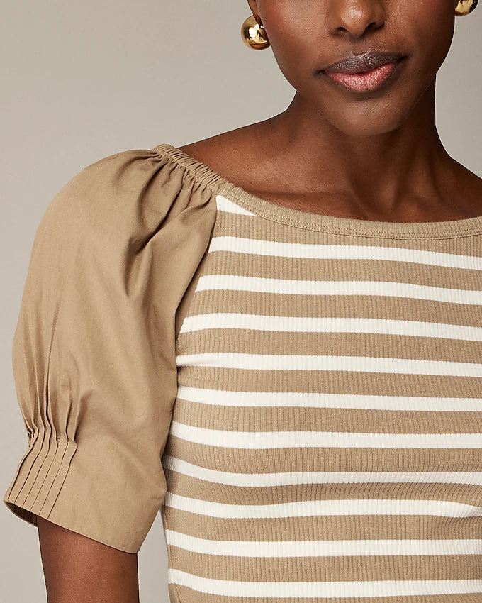 J.Crew Brown Striped Top (XL)