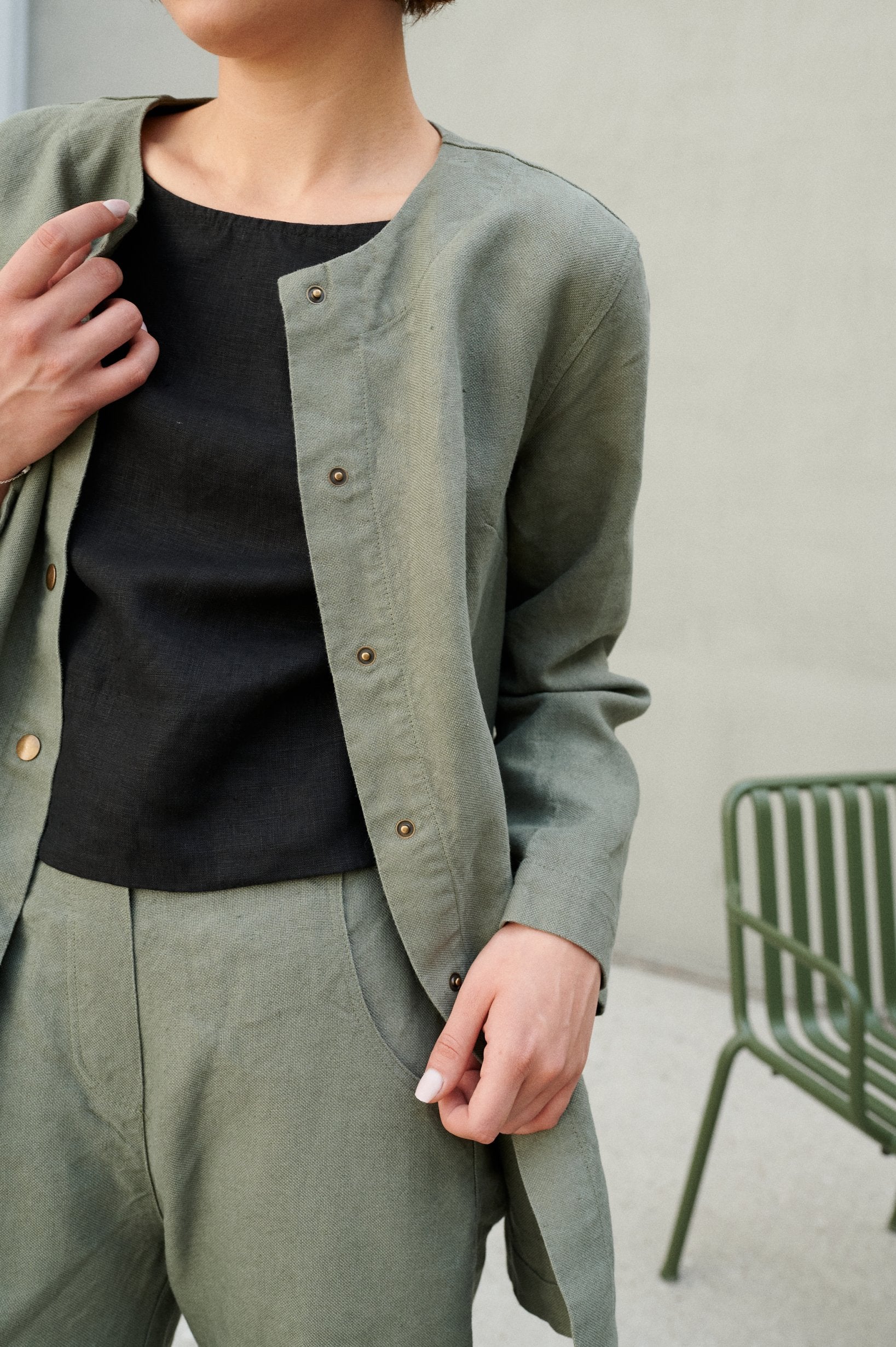 Linenfox Green Linen Jacket (S/M)