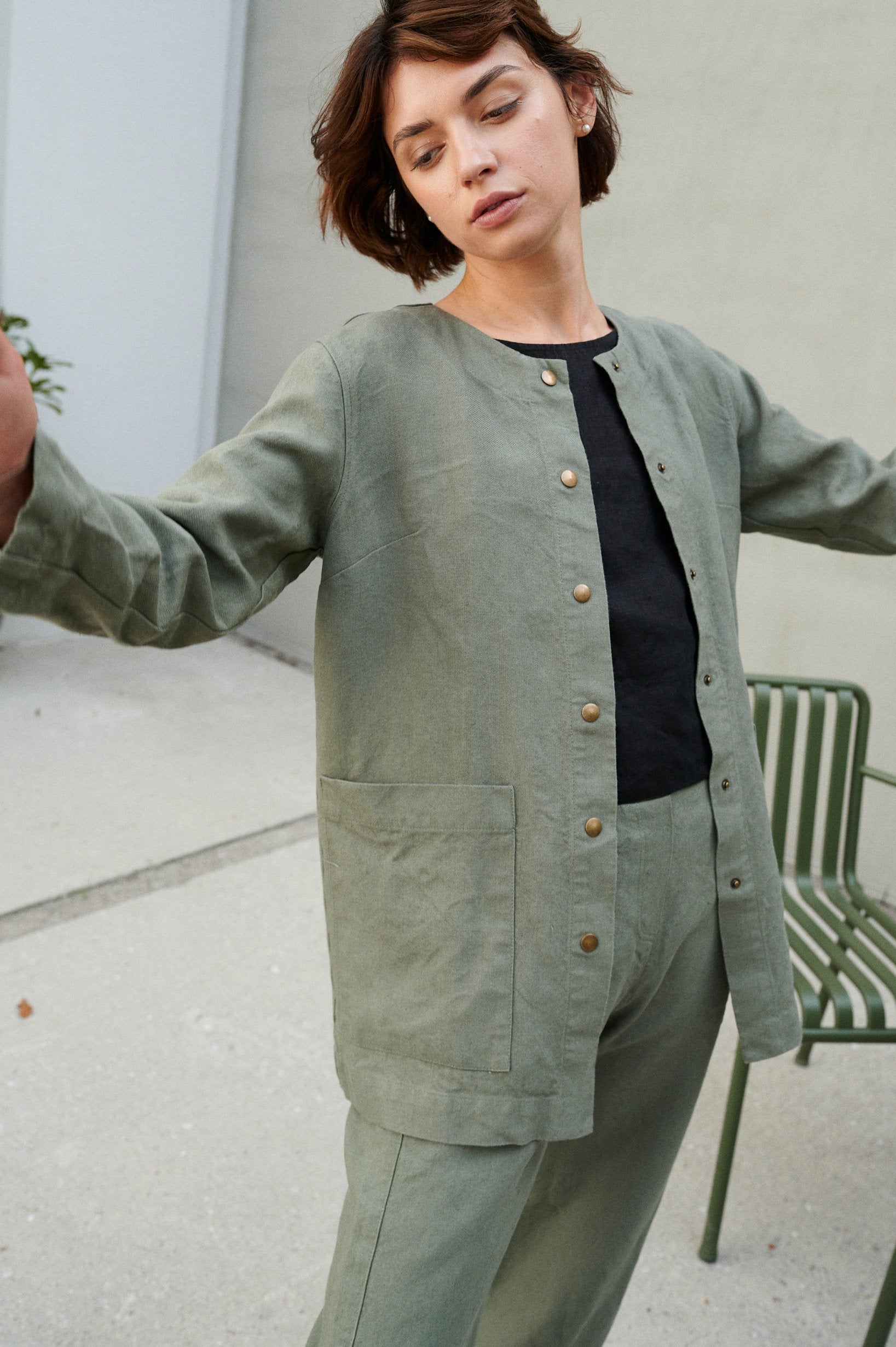Linenfox Green Linen Jacket (S/M)