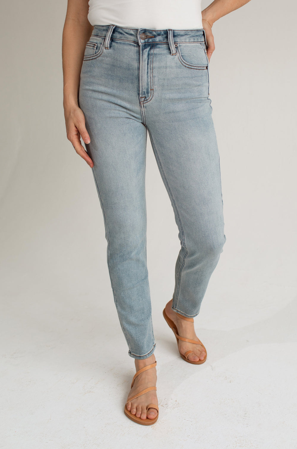 Carly Jean Light Wash Slim Straight Jeans (3)