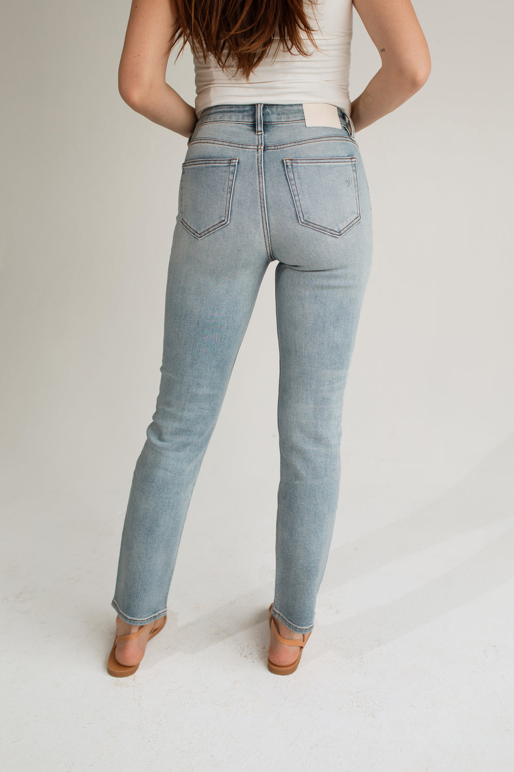 Carly Jean Light Wash Slim Straight Jeans (3)