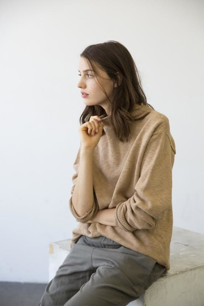 Oat Cotton Mockneck Sweater (M)