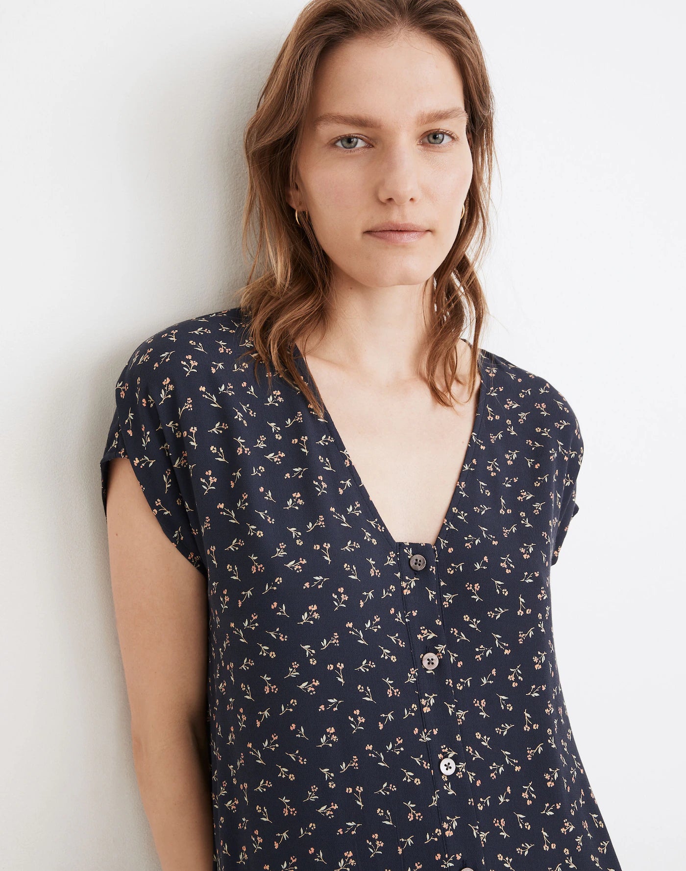 Madewell Navy Floral Midi Dress (L)